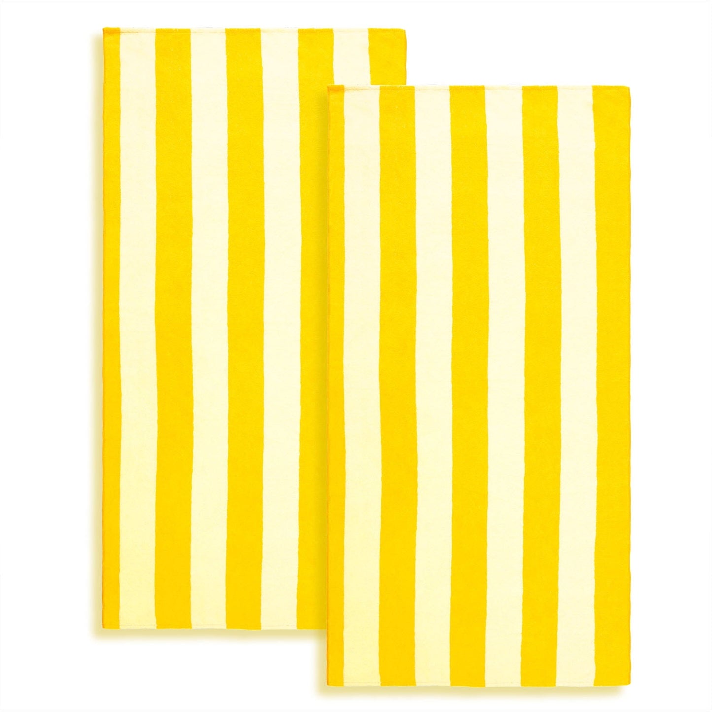 Exclusivo Mezcla 2 Pack Microfiber Cabana Striped Large Beach Towel for Adults (Yellow, 30" x 60")- Soft, Quick Dry, Absorbent, and Plush