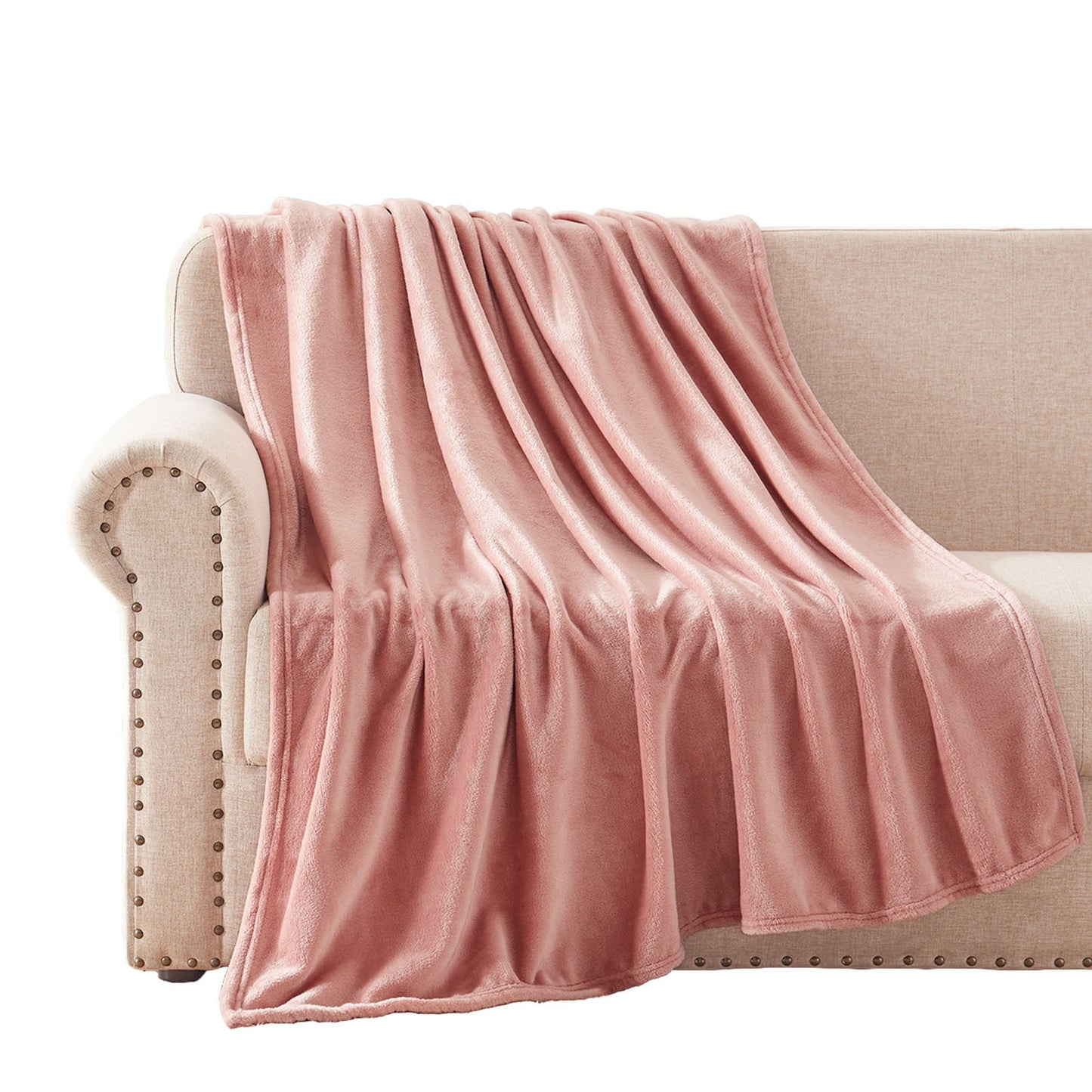 Exclusivo Mezcla Large Flannel Fleece Velvet Plush Large Throw Blanket ?C 50" x 70" (Pink)