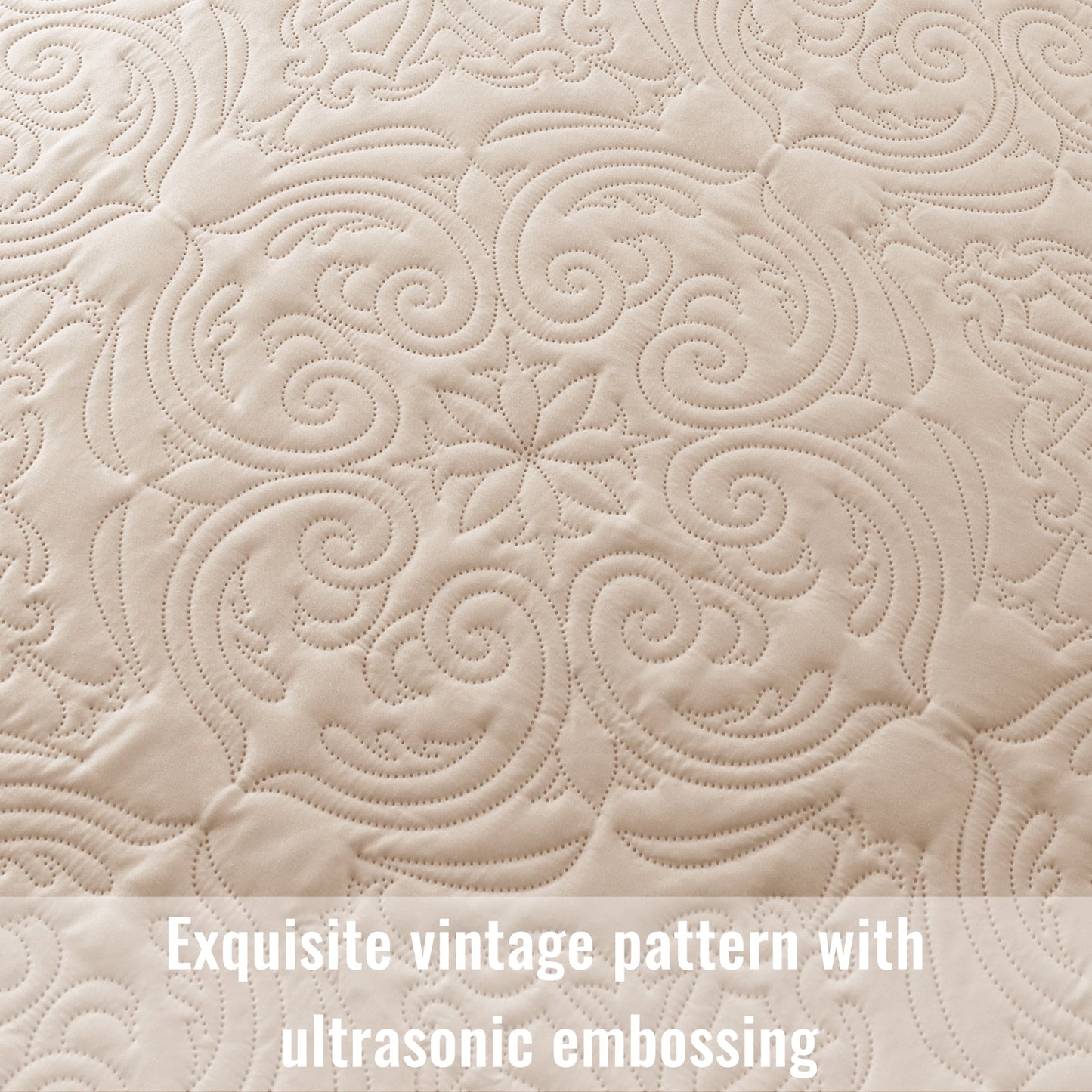 Exclusivo Mezcla Oversized King Quilt Bedding Set, Lightweight Vintage California Cal King Size Quilts with Pillow Shams, Soft Bedspreads Coverlets for All Seasons, (112"x104", Brich Beige)
