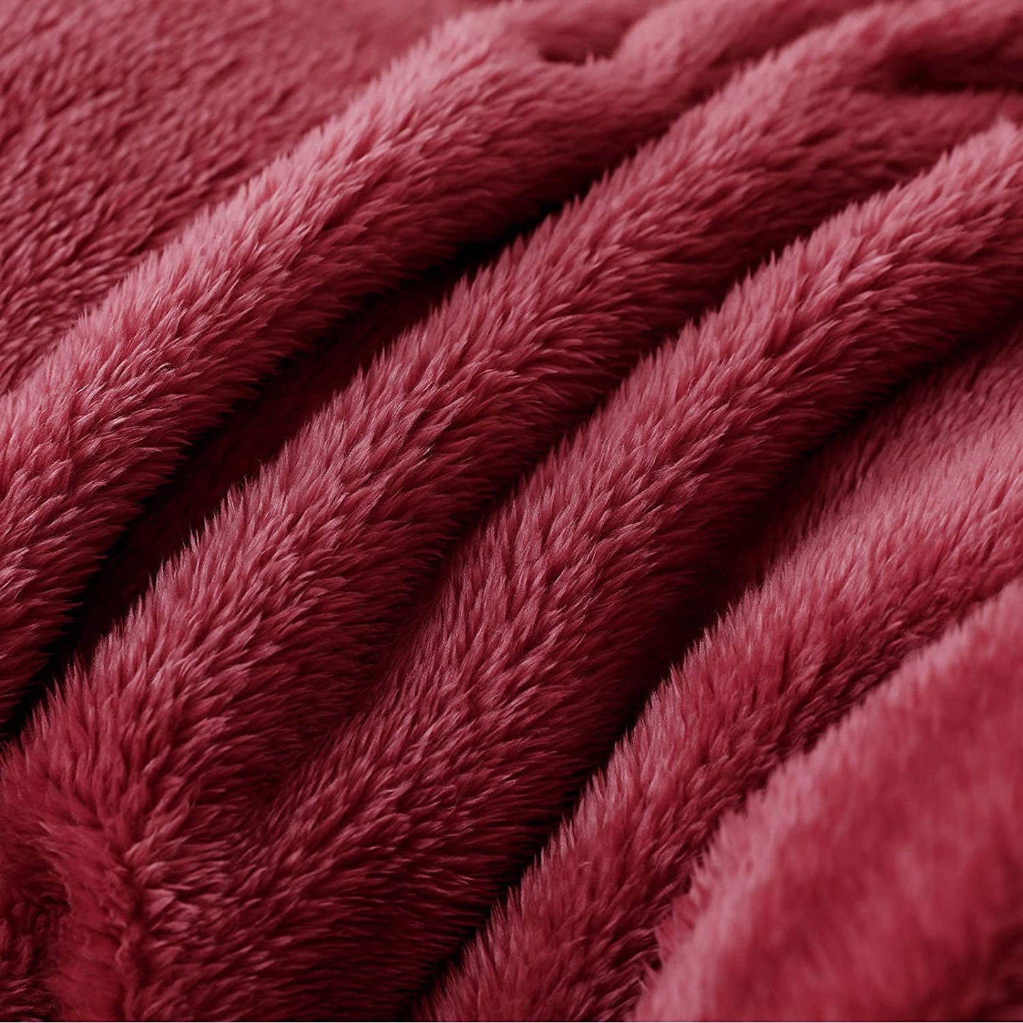 Exclusivo Mezcla Plush Fuzzy Large Fleece Throw Blanket ( 50" x 70", Burgundy)- Soft, Warm& Lightweight