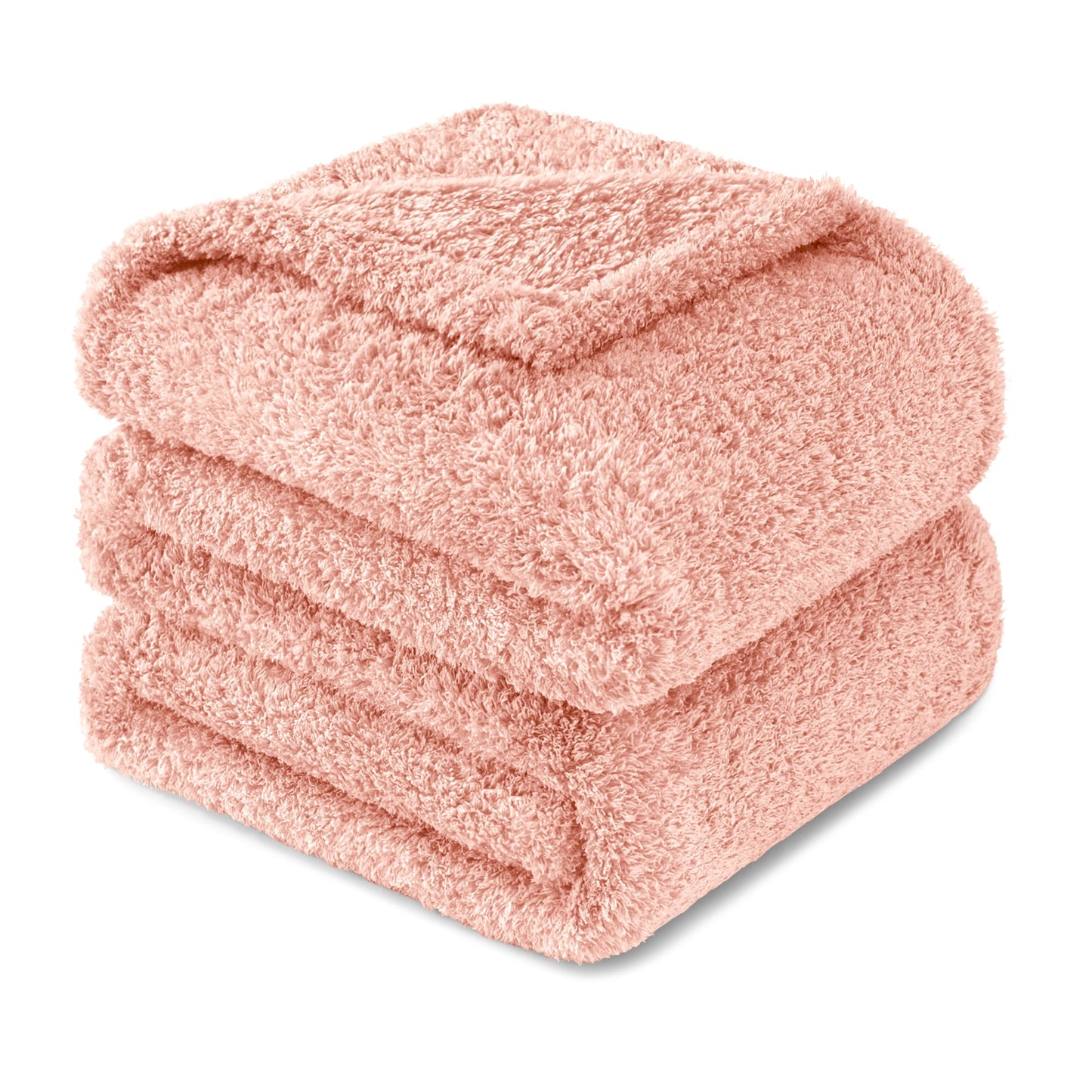Exclusivo Mezcla Fuzzy Fleece Throw Blanket for Couch Sofa, Lightweight Fluffy Solid Velvet Blanket, Suitable for All Seasons, 50x60 Inches, Light Pink