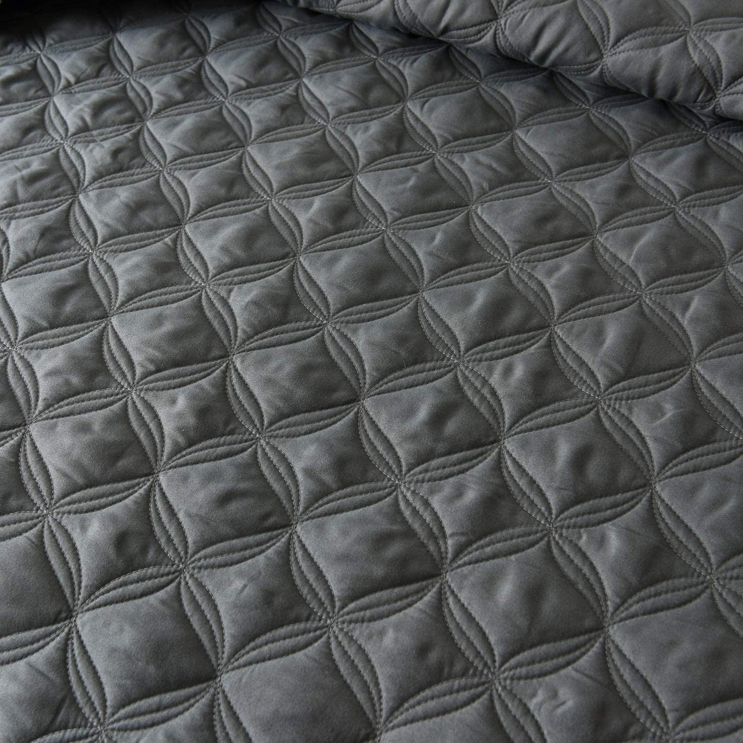 Exclusivo Mezcla Bed Quilt Set Twin Size for All Seasons, Stitched Pattern Quilted Bedspread/ Bedding Set/ Coverlet with 1 Pillow sham, Lightweight and Soft, Dark Grey