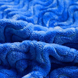 Exclusivo Mezcla Twin Size Jacquard Weave Wave Pattern Flannel Fleece Velvet Plush Bed Blanket as Bedspread/Coverlet/Bed Cover (90" x 66",Cobalt Blue) - Soft, Lightweight, Warm and Cozy