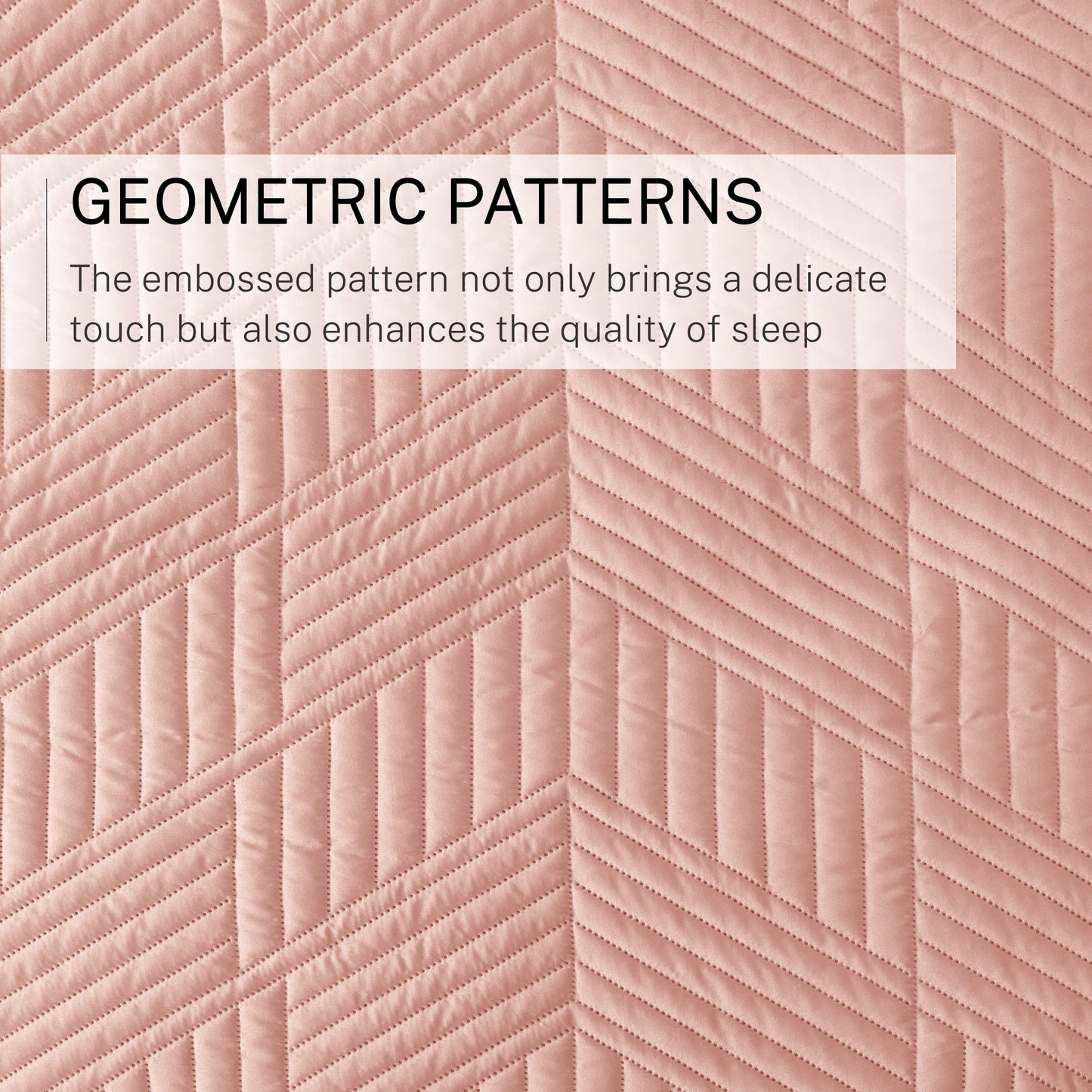 Exclusivo Mezcla Ultrasonic Full Queen Quilt Bedding Set, Lightweight Blush Pink Bedspreads Soft Modern Geometric Coverlet Set for All Seasons (1 Quilt and 2 Pillow Shams)