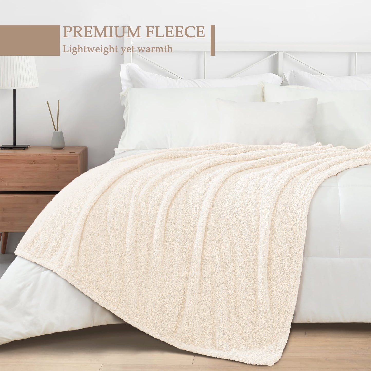 Exclusivo Mezcla Fuzzy Fleece Bed Blanket, Lightweight Fluffy Solid Velvet Blankets Queen Size, Suitable for All Seasons, 90x90 Inches,White
