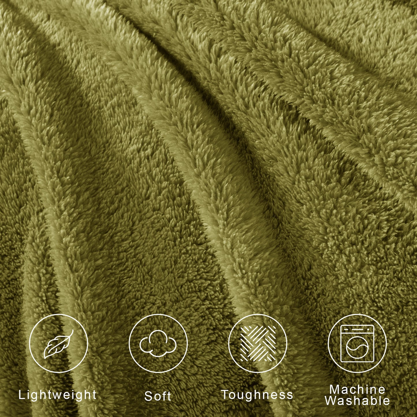 Exclusivo Mezcla Soft Fleece Throw Blanket for Couch, Super Soft Velvet Plush Bed Blanket, Fuzzy Cozy Blankets for All Seasons, 50x60 Inches, Olive Green Blanket