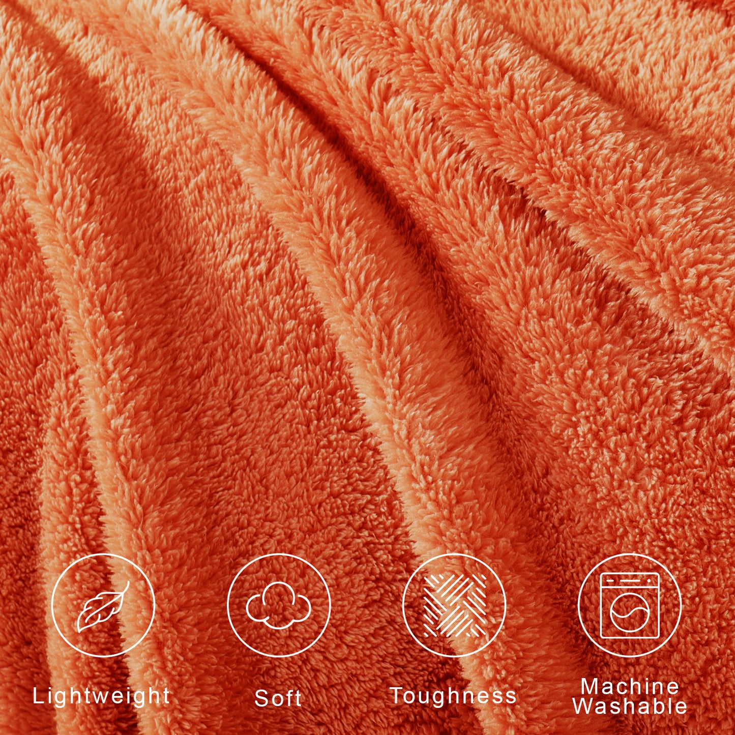 Exclusivo Mezcla Soft Fleece Throw Blanket for Couch, Super Soft Velvet Plush Bed Blanket, Fuzzy Cozy Blankets for All Seasons, 50x60 Inches, Burnt Orange Blanket