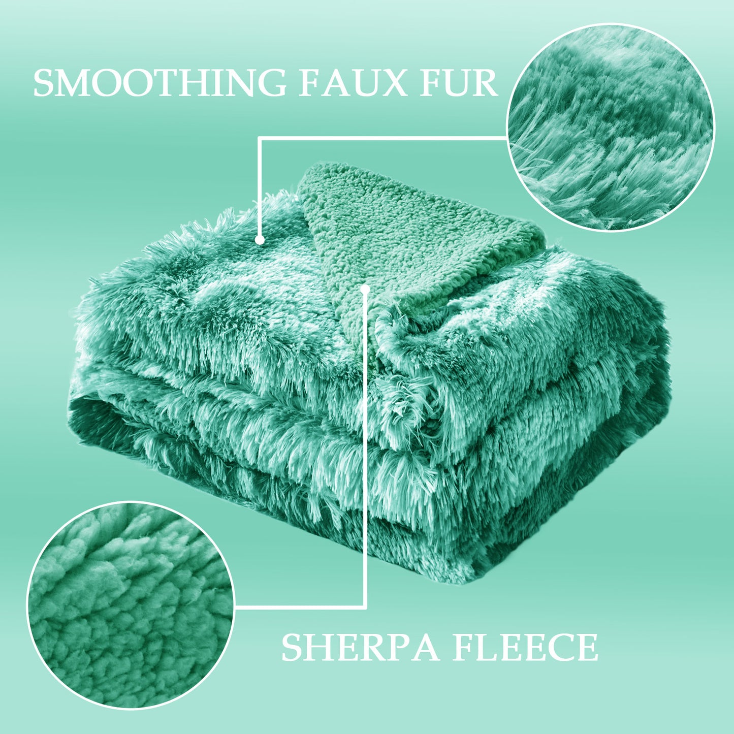 Exclusivo Mezcla Twin Size Faux Fur Bed Blanket, Super Soft Fuzzy and Plush Reversible Sherpa Fleece Blanket and Warm Blankets for Bed, Sofa, Travel, 60X80 inches, Teal