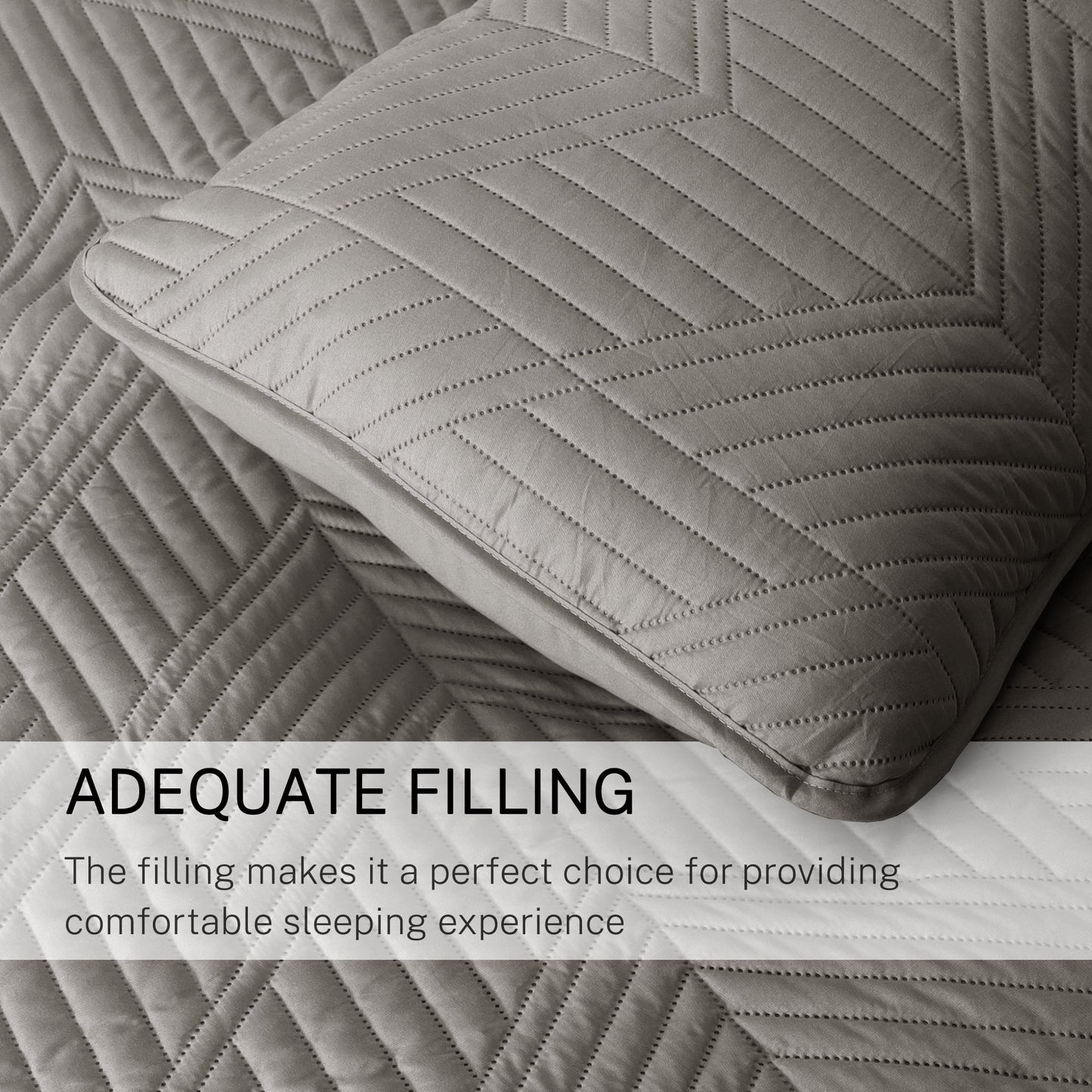 Exclusivo Mezcla Ultrasonic King Quilt Bedding Set, Lightweight Grey Bedspreads Soft Modern Geometric Coverlet Set for All Seasons (1 Quilt and 2 Pillow Shams)
