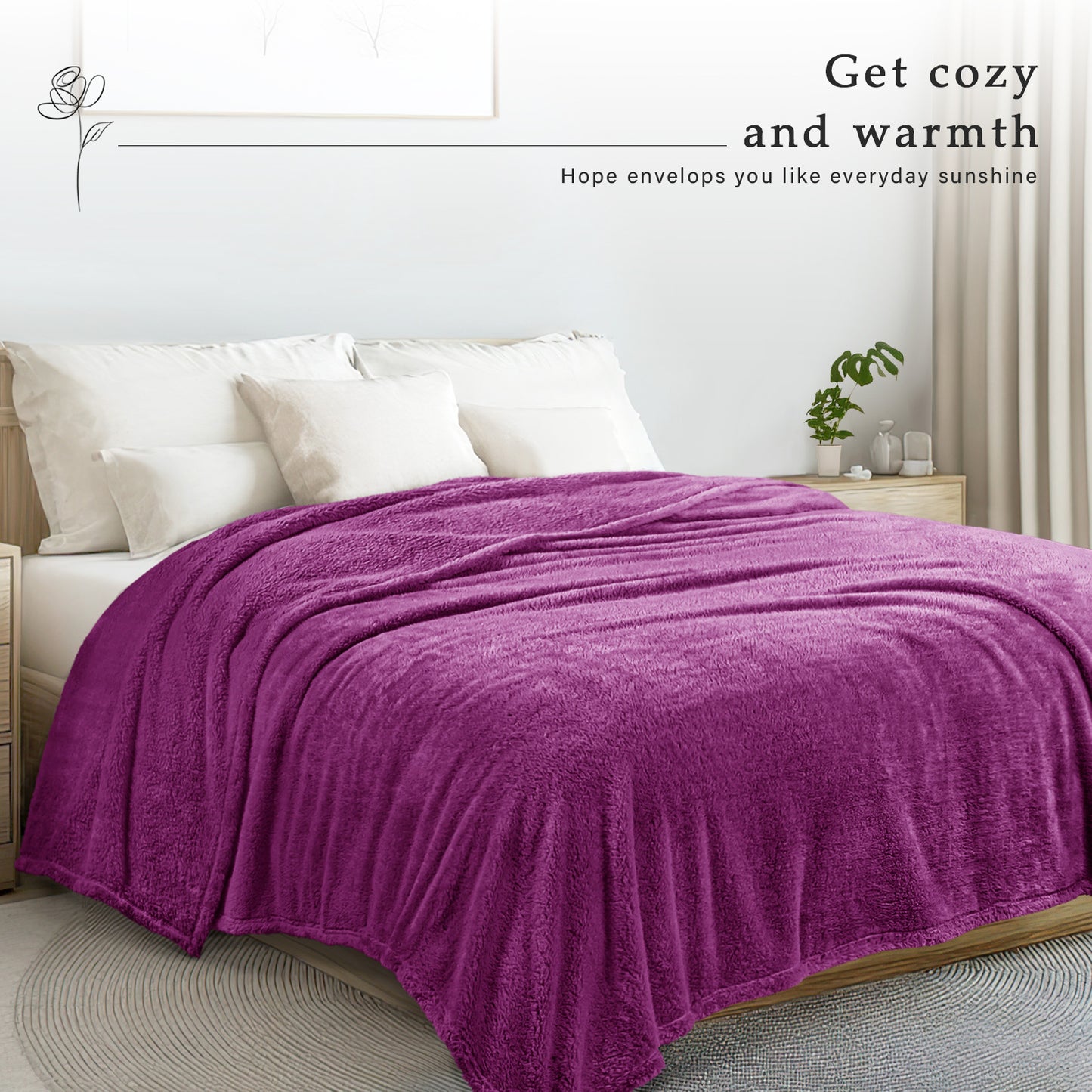 Exclusivo Mezcla King Size Flannel Fleece Blanket, Super Soft Velvet Plush Bed Blanket, Fuzzy Cozy Blankets for All Seasons, 90x104 Inches, Purple Blanket