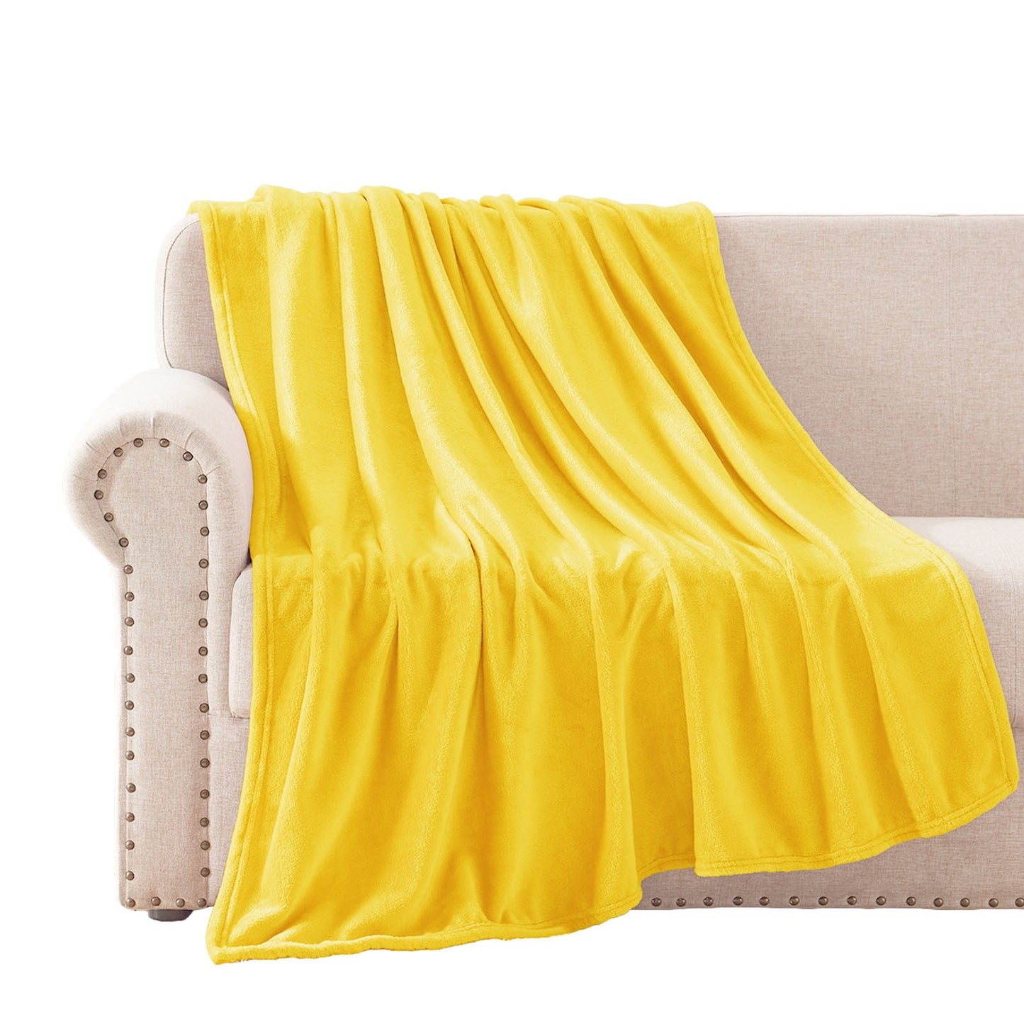 Exclusivo Mezcla Fleece Throw Blanket for Couch/Sofa/Bed,Plush Soft Blankets and Throws,Lightweight and Cozy-50" x 60" (Yellow )