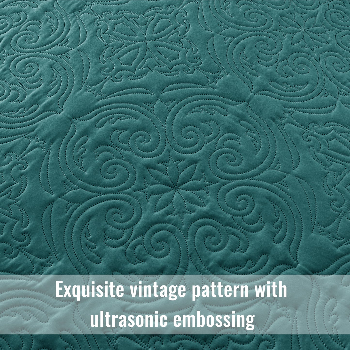 Exclusivo Mezcla King Quilt Bedding Set, Lightweight Vintage King Size Quilts with Pillow Shams, Soft Bedspreads Coverlets for All Seasons, (104"x96", Teal)