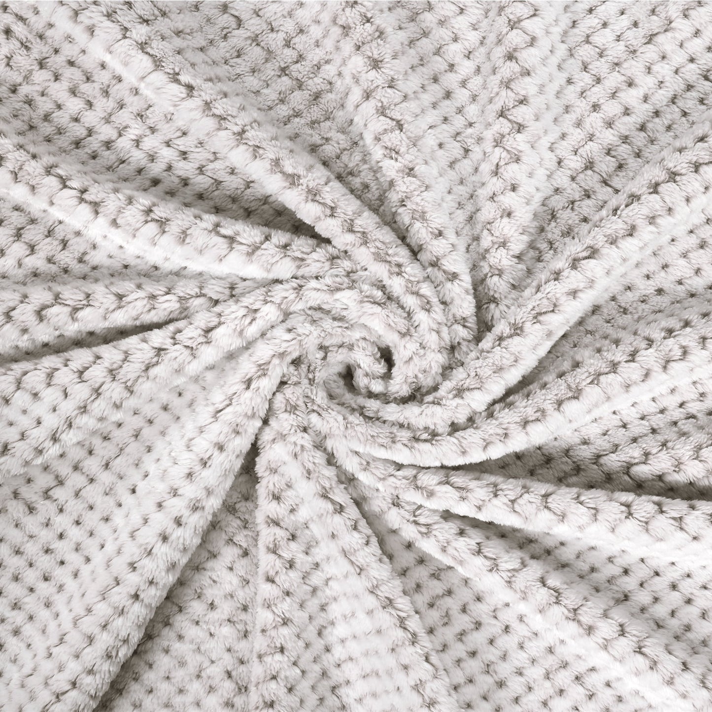 Exclusivo Mezcla Waffle Textured Mixed Light Grey Fleece Blanket, Super Soft and Warm 50x70 inches Throw Blanket for Couch, Cozy, Fuzzy and Lightweight