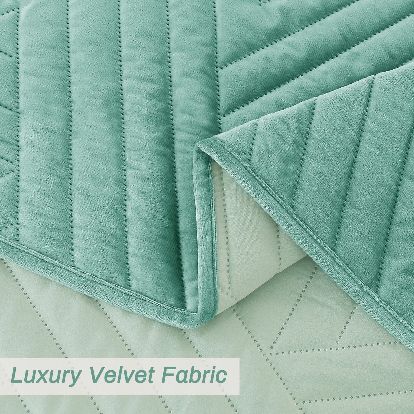 Exclusivo Mezcla Super Plush Velvet Quilt Twin Size with Pillow Sham, Luxury Soft Reversible 2 Piece Bedspreads Coverlet Comforter set for all seasons, Lightweight and Warm, Aqua Green
