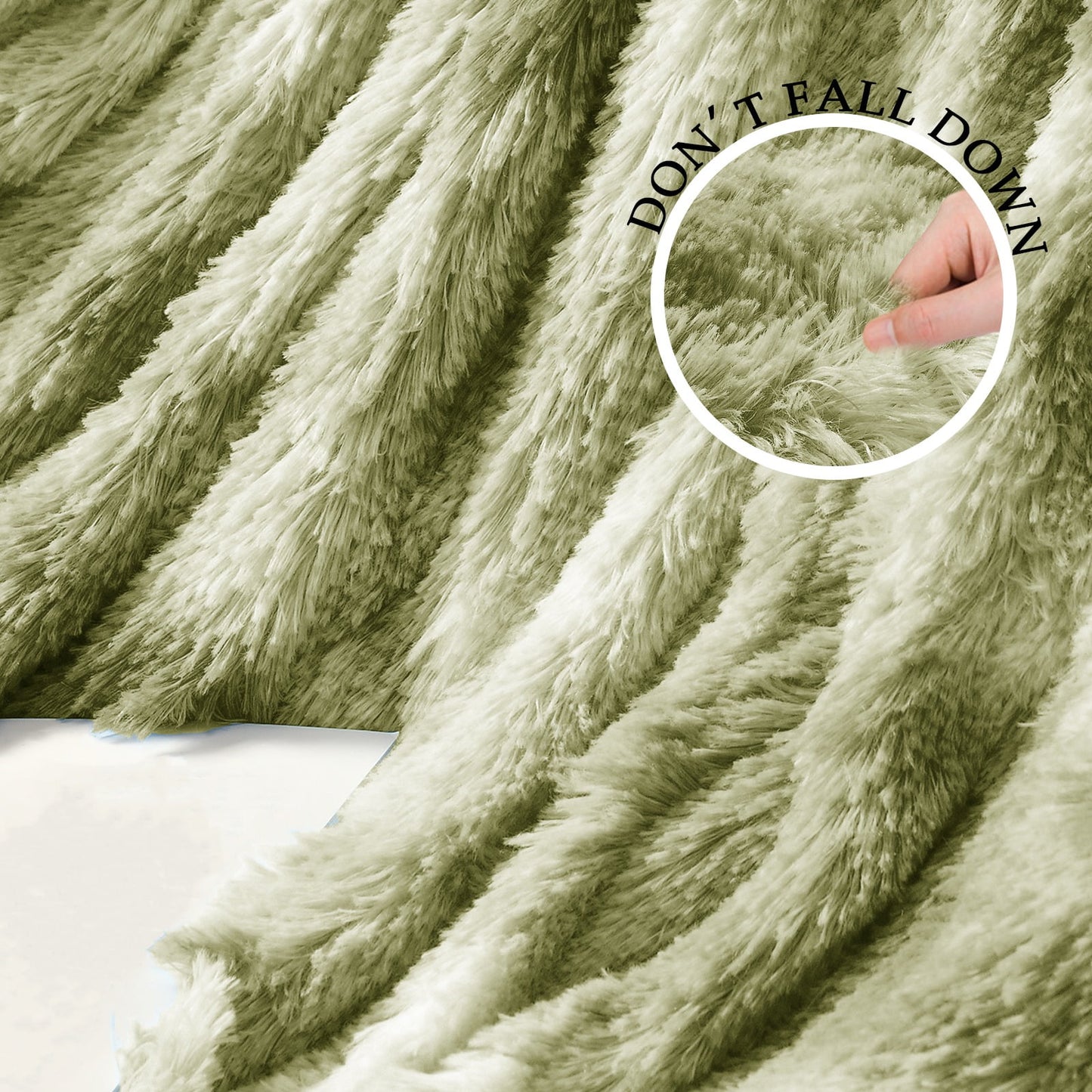 Exclusivo Mezcla Queen Size Faux Fur Bed Blanket, Super Soft Fuzzy and Plush Reversible Sherpa Fleece Blanket and Warm Blankets for Bed, Sofa, Travel, 90X90 inches, Olive Green