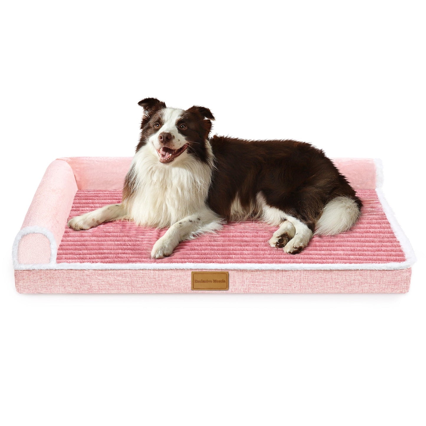 Exclusivo Mezcla Orthopedic Pet Bed for Extra Large Dogs, 48"X30" Waterproof L Shaped Sofa Dog Bed, Pink