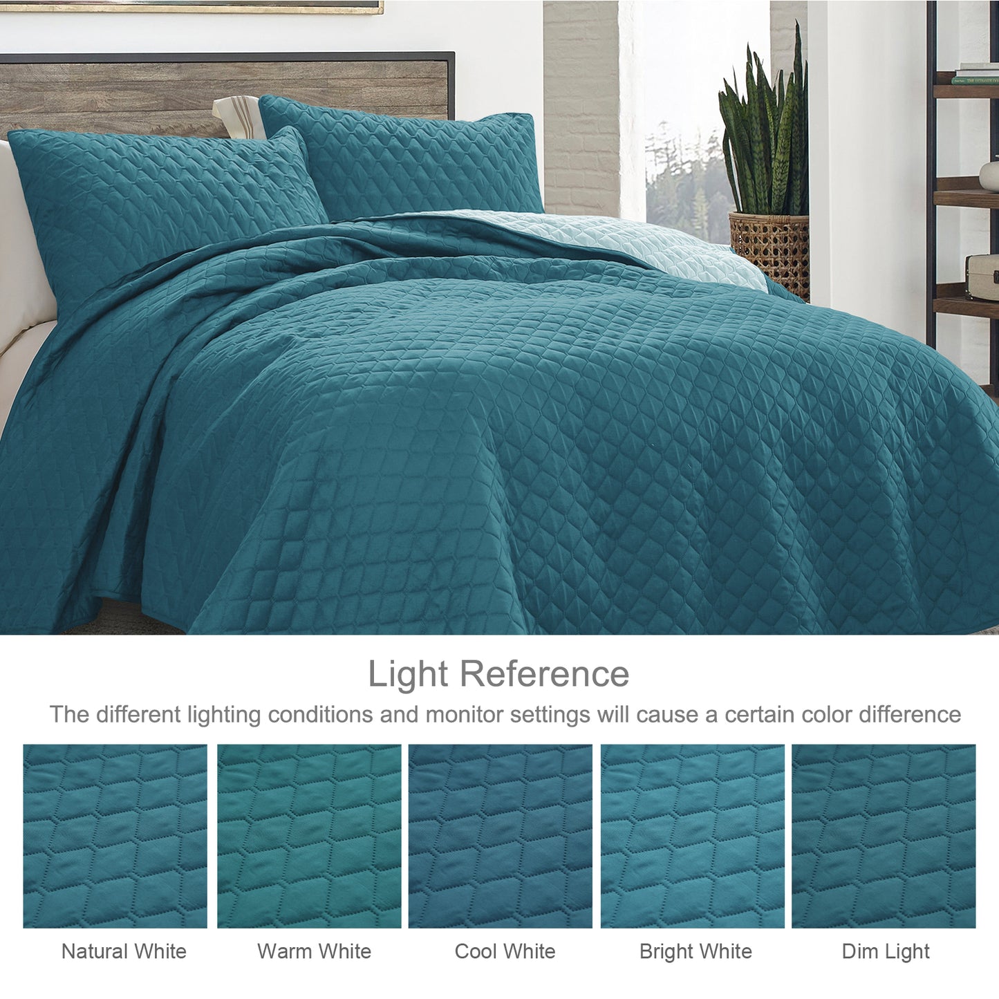 Exclusivo Mezcla California King Quilt Bedding Set with Pillow Shams, Lightweight Quilts Cal Oversized King Size, Soft Bedspreads Bed Coverlets for All Seasons - (Dusty Teal, 112"x104")