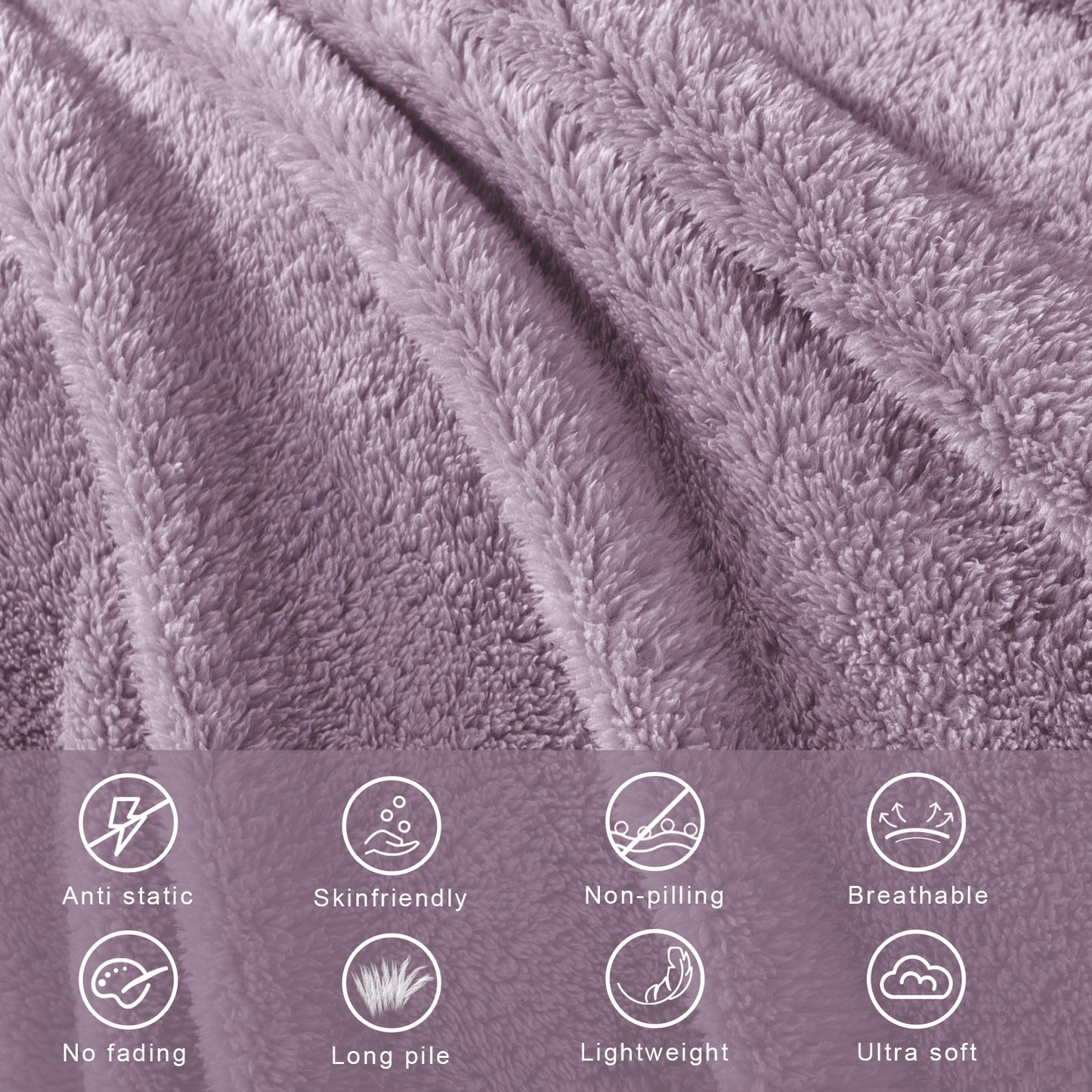 Exclusivo Mezcla Twin Size Flannel Fleece Blanket, Super Soft Velvet Plush Bed Blanket, Fuzzy Cozy Blankets for All Seasons, 60x80 Inches, Grayish Purple Blanket