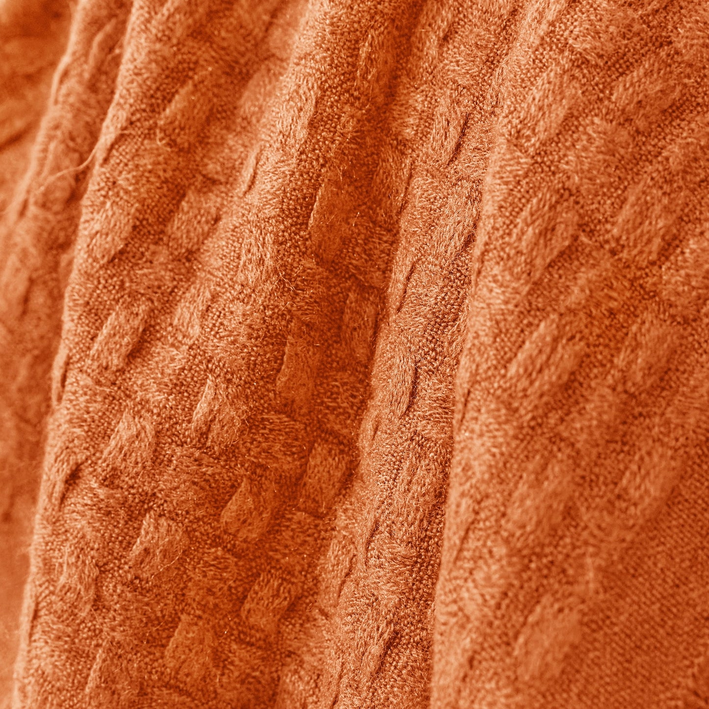Exclusivo Mezcla Knitted Queen Size Blanket with Fringes for Bed, Soft and Warm Textured Blanket for All Season, Lightweight Breathable Living Room Bedding, Burnt Orange, 90??x90??,Exclusivo Mezcla"