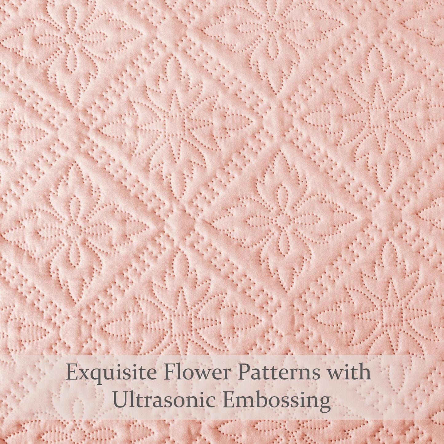 Exclusivo Mezcla King Quilt Bedding Set, Lightweight Soft Bedspreads Coverlets with 2 Pillow Shams, Modern Blush Pink Oversized Quilts King Size for All Seasons