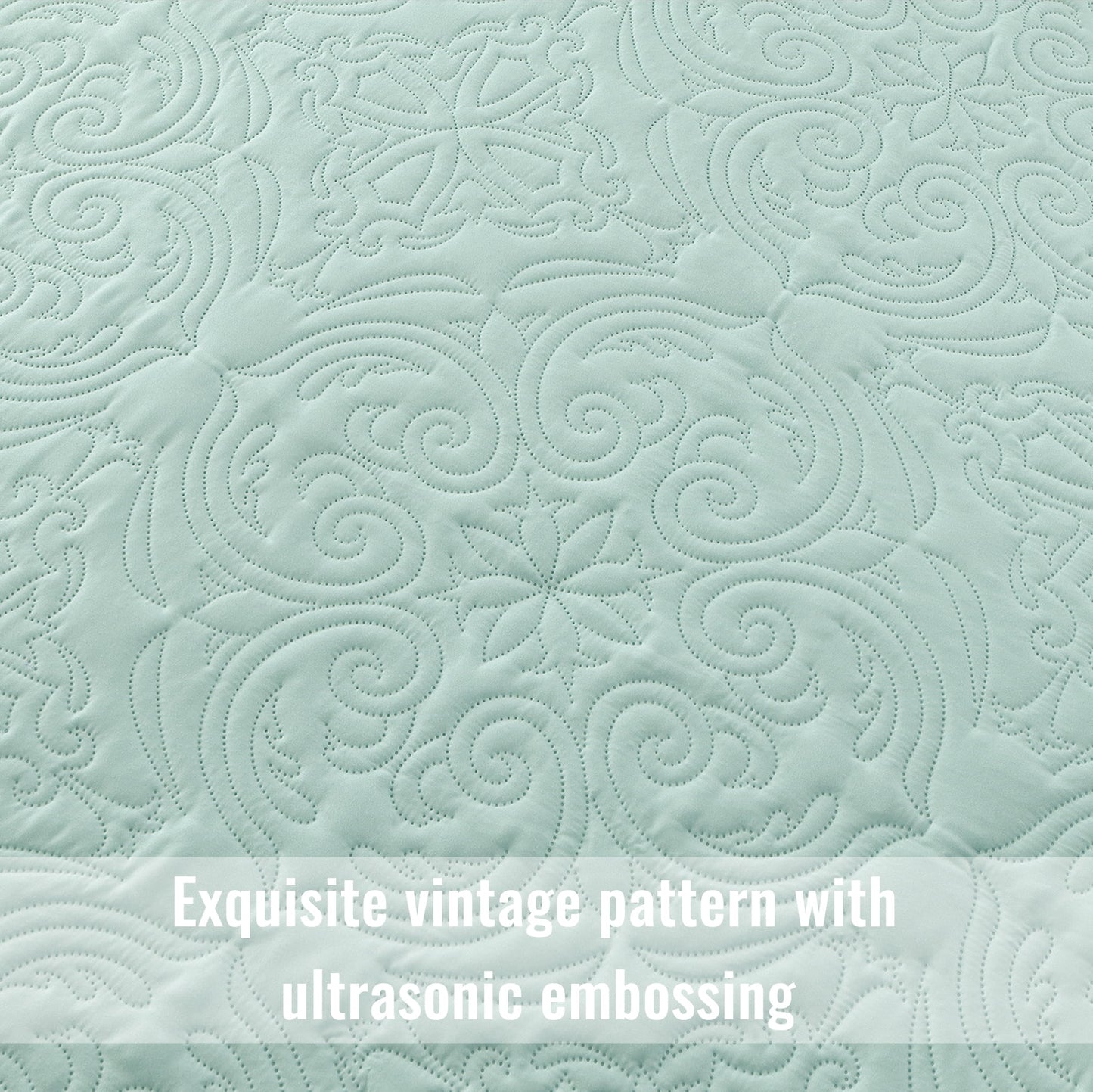 Exclusivo Mezcla Oversized King Quilt Bedding Set, Lightweight Vintage California Cal King Size Quilts with Pillow Shams, Soft Bedspreads Coverlets for All Seasons, (112"x104", Aqua)