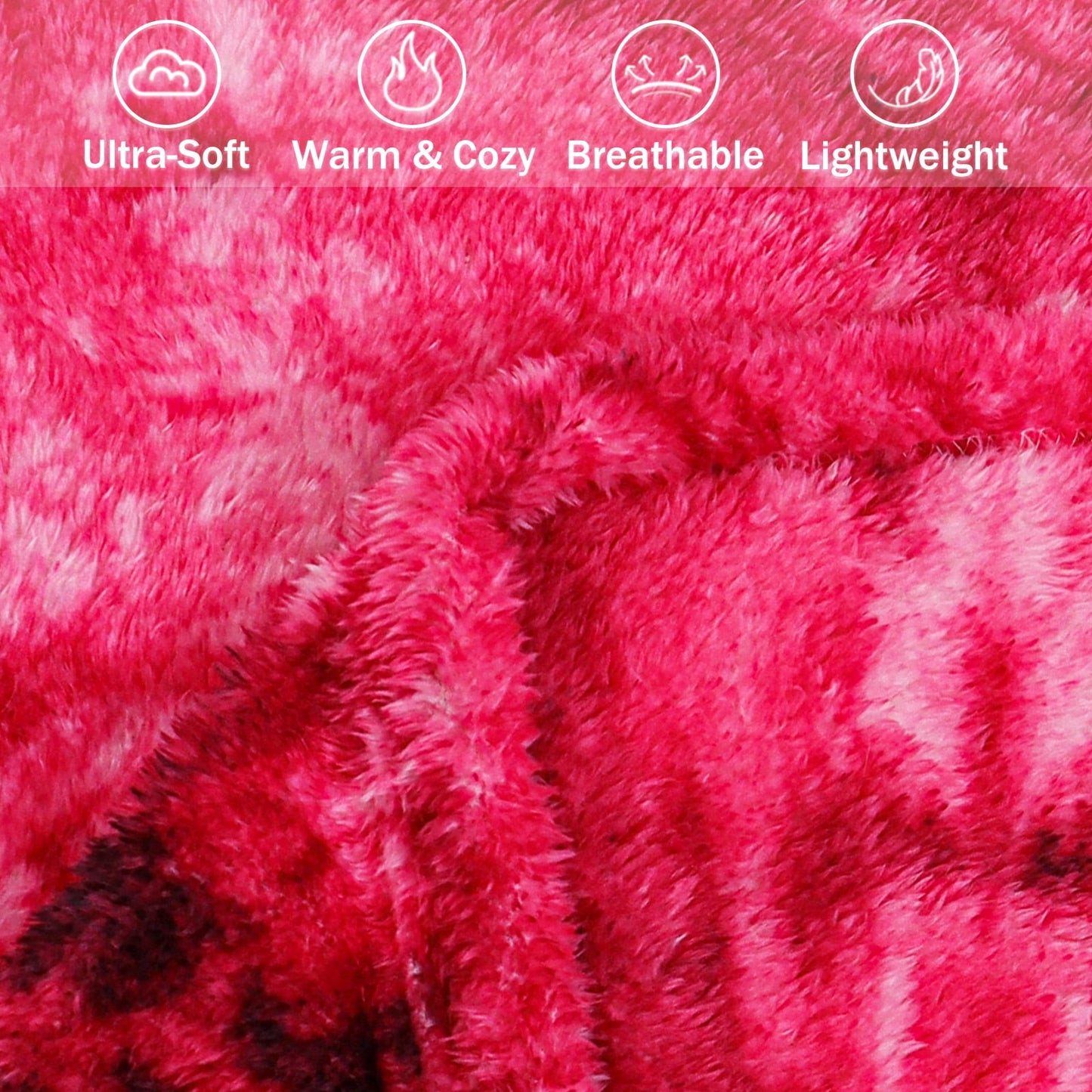 Exclusivo Mezcla Super Soft Tie Dye Blanket, Shaggy Plush Decorative Throw Blankets for Couch, Sofa, Bed, All Seasons (50x70 inches, Tie Dye Fuchsia)