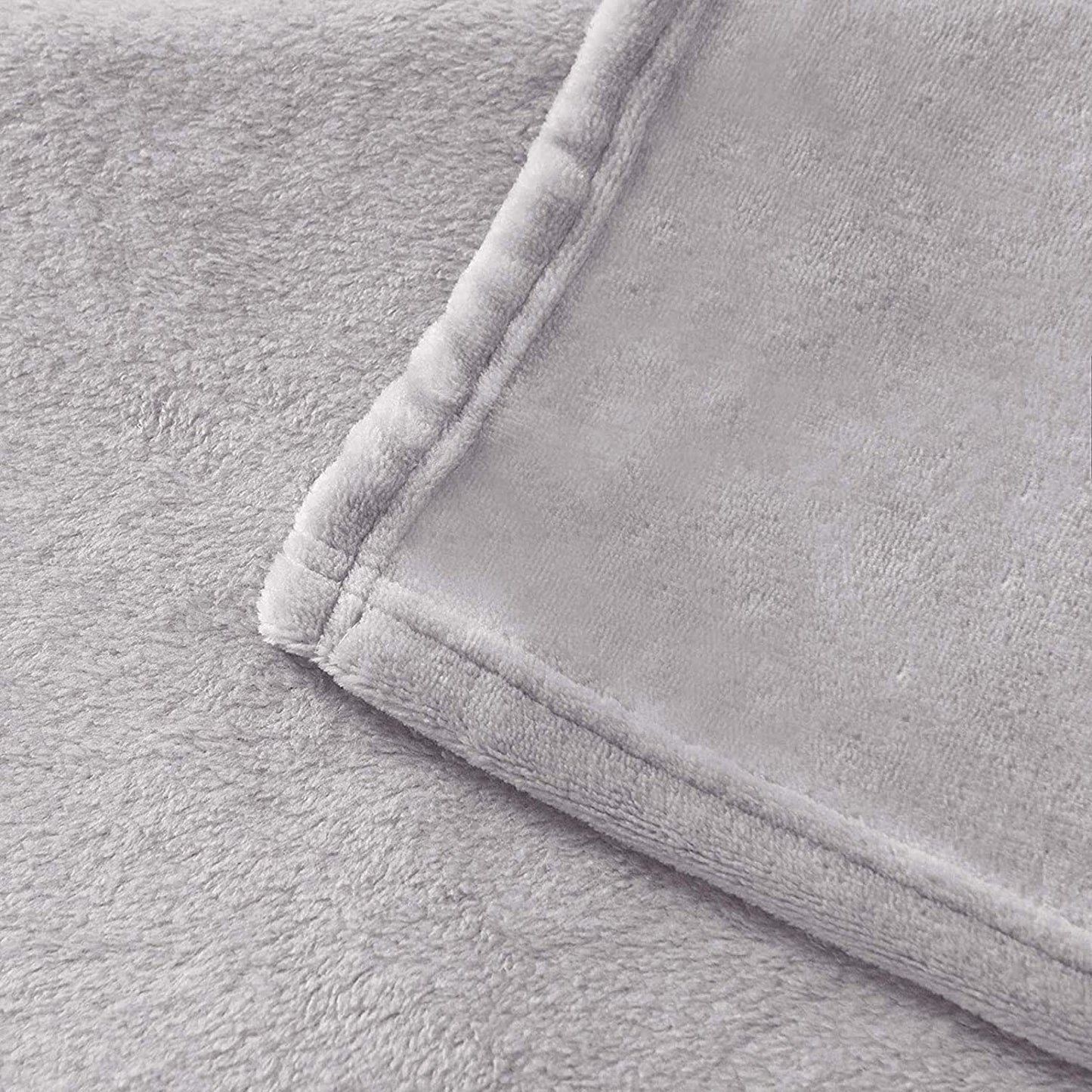 Exclusivo Mezcla Queen Size Flannel Fleece Velvet Plush Bed Blanket as Bedspread, Coverlet, Bed Cover (90x90 inches, Light Grey) Soft, Lightweight, Warm and Cozy