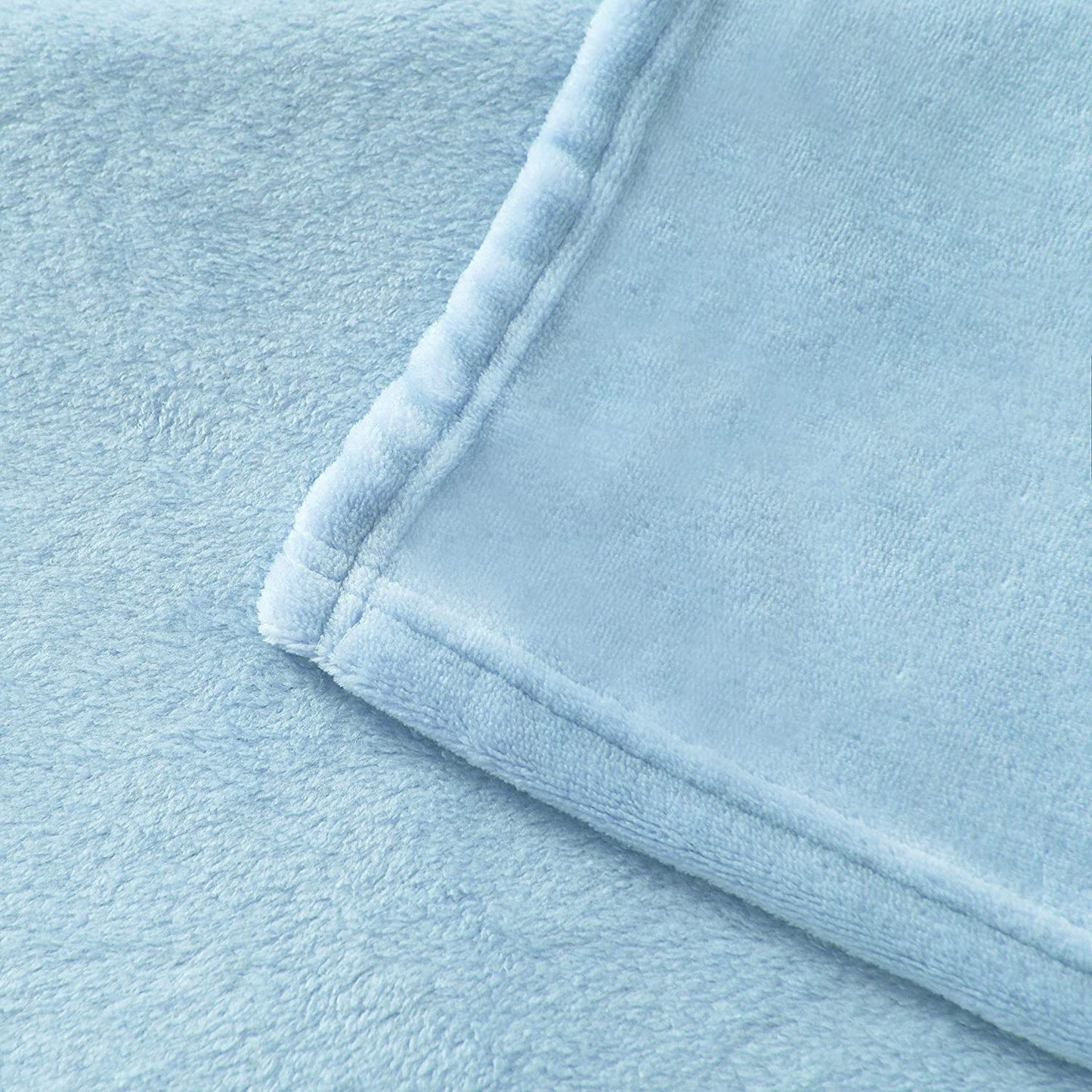 Exclusivo Mezcla Queen Size Flannel Fleece Velvet Plush Bed Blanket as Bedspread, Coverlet, Bed Cover (90x90 inches, Ice Blue) Soft, Lightweight, Warm and Cozy