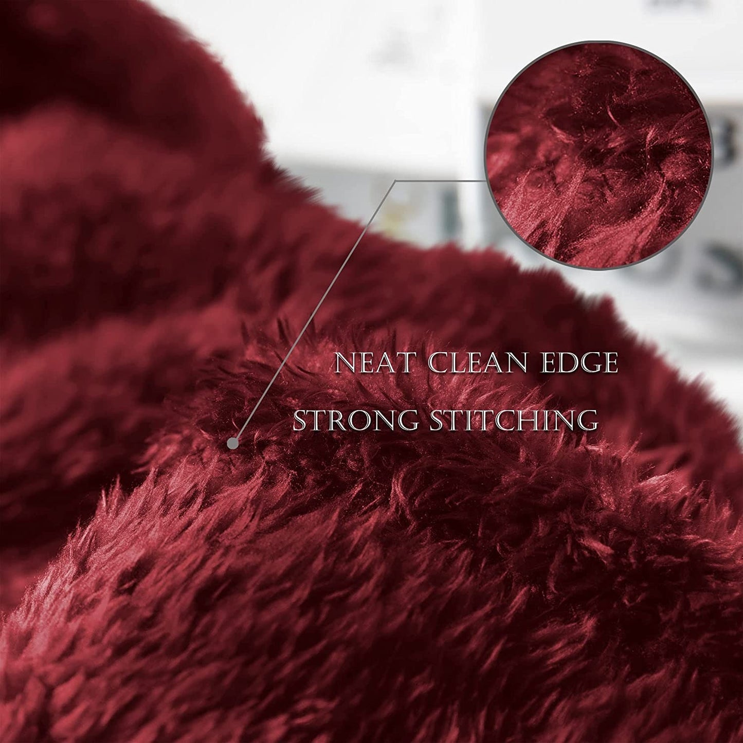 Exclusivo Mezcla Plush Fuzzy Fleece Twin Size Bed Blanket, Super Soft Fluffy and Thick Blankets for Travel Bed and Couch (Burgundy, 90x66 inches)