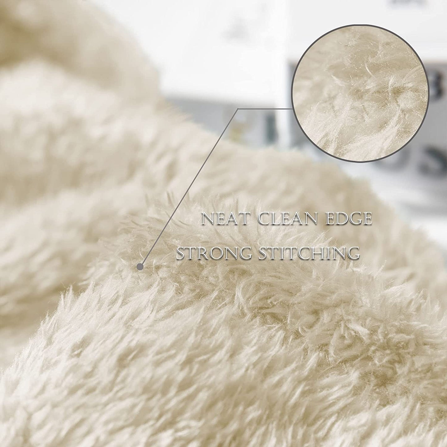 Exclusivo Mezcla Plush Fuzzy Fleece Twin Size Bed Blanket, Super Soft Fluffy and Thick Blankets for Travel Bed and Couch (Beige, 90x66 inches)