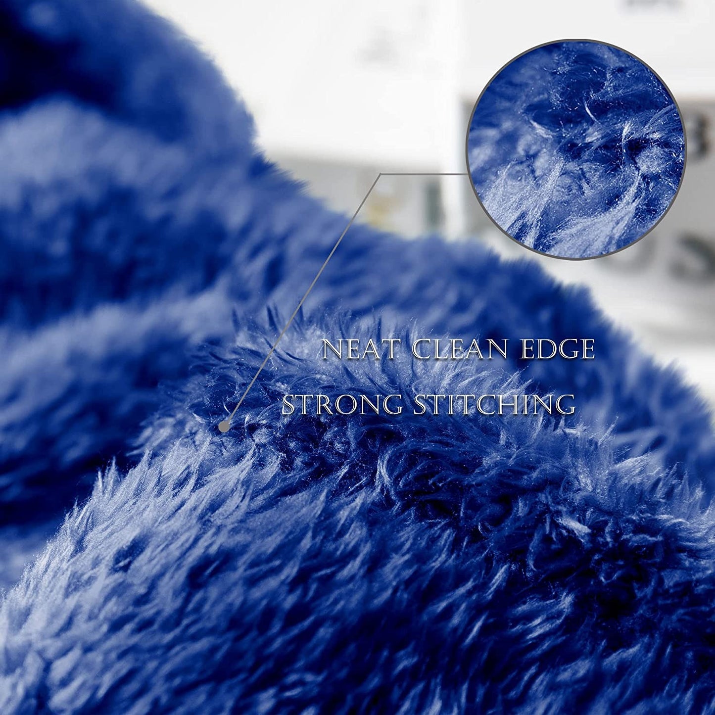 Exclusivo Mezcla Plush Fuzzy Fleece Twin Size Bed Blanket, Super Soft Fluffy and Thick Blankets for Travel Bed and Couch (Cobalt Blue 90x66 inches)