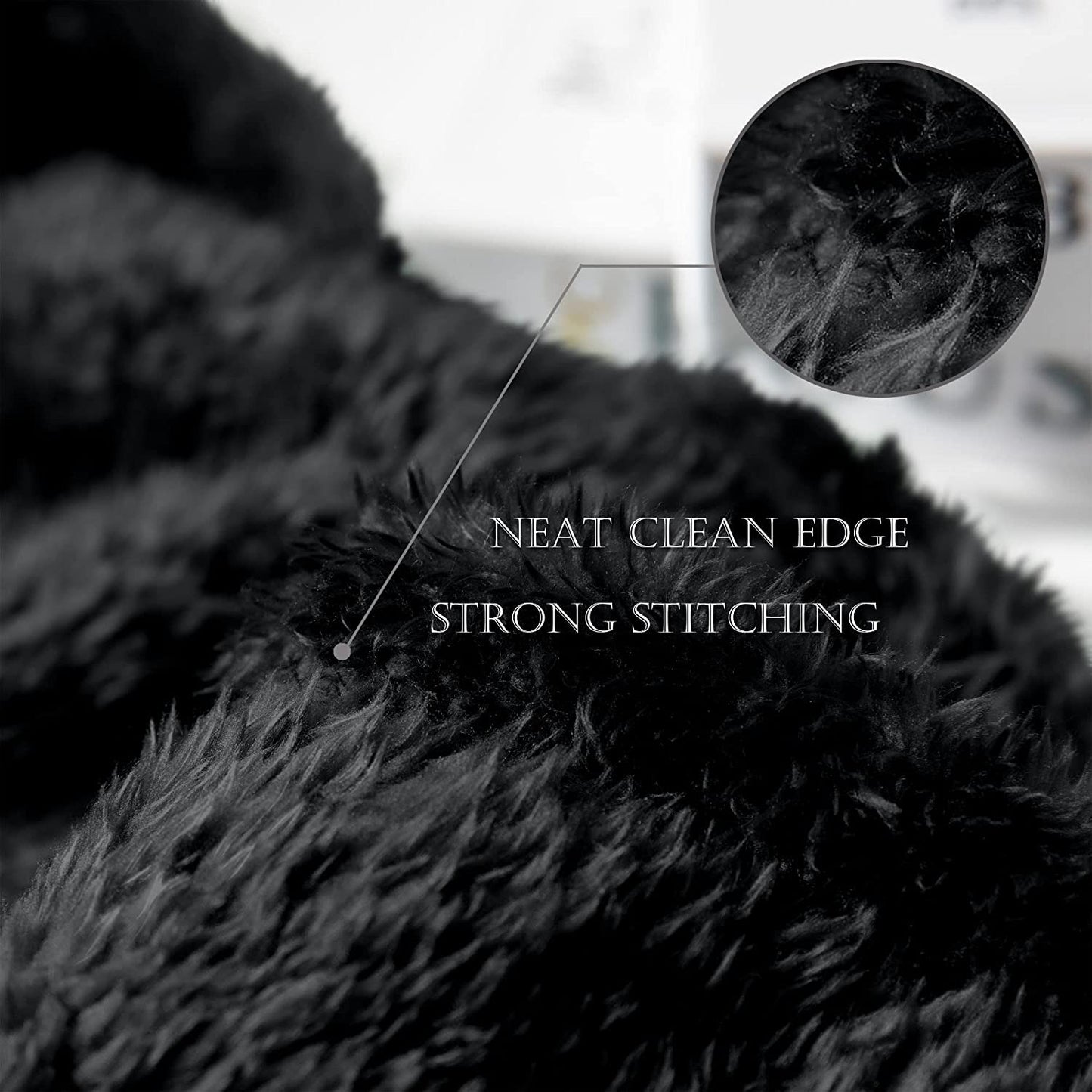 Exclusivo Mezcla Plush Fuzzy Fleece Twin Size Bed Blanket, Super Soft Fluffy and Thick Blankets for Travel Bed and Couch (Black, 90x66 inches)