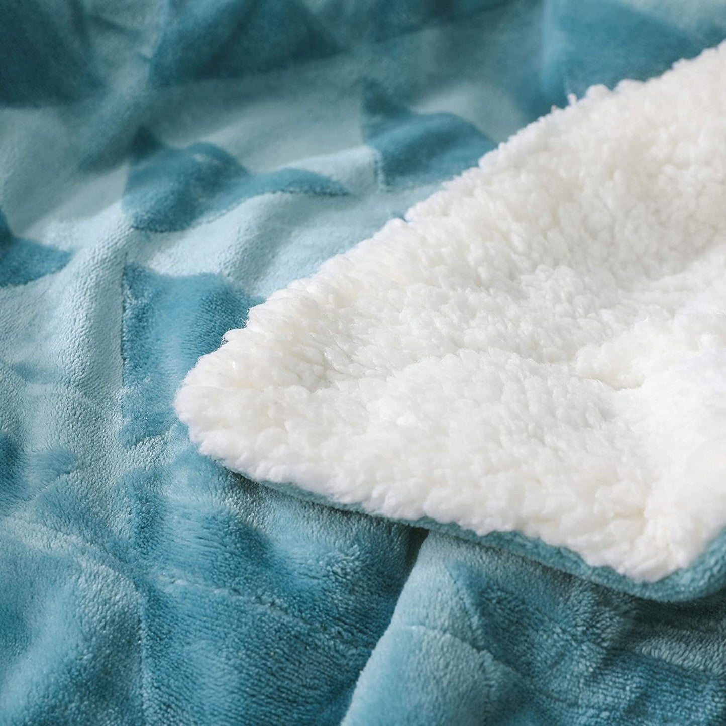 Exclusivo Mezcla 50" x 70" Large Throw Blanket, Reversible Brushed Flannel Fleece& Plush Sherpa Blanket(Slate Blue)- Decorative, Lightweight, Soft and Warm