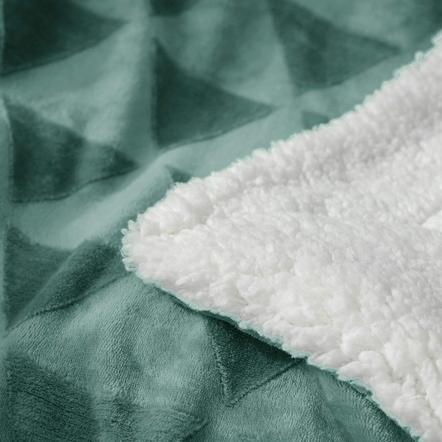 Exclusivo Mezcla 50" x 70" Large Throw Blanket, Reversible Brushed Flannel Fleece& Plush Sherpa Blanket(Celadon)- Decorative, Lightweight, Soft and Warm