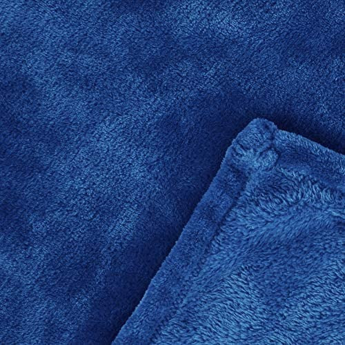 Exclusivo Mezcla Queen Size Flannel Fleece Velvet Plush Bed Blanket as Bedspread, Coverlet, Bed Cover (90x90 inches, Cobalt Blue) Soft, Lightweight, Warm and Cozy