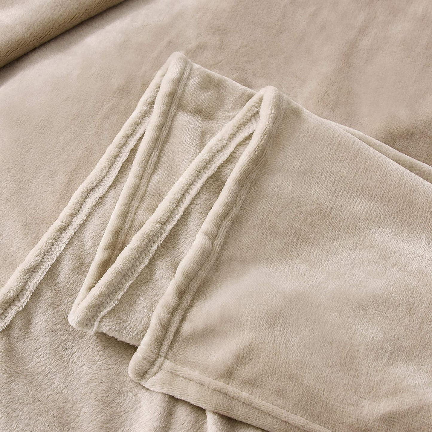 Exclusivo Mezcla Queen Size Flannel Fleece Velvet Plush Bed Blanket as Bedspread, Coverlet, Bed Cover (90x90 inches, Camel) Soft, Lightweight, Warm and Cozy