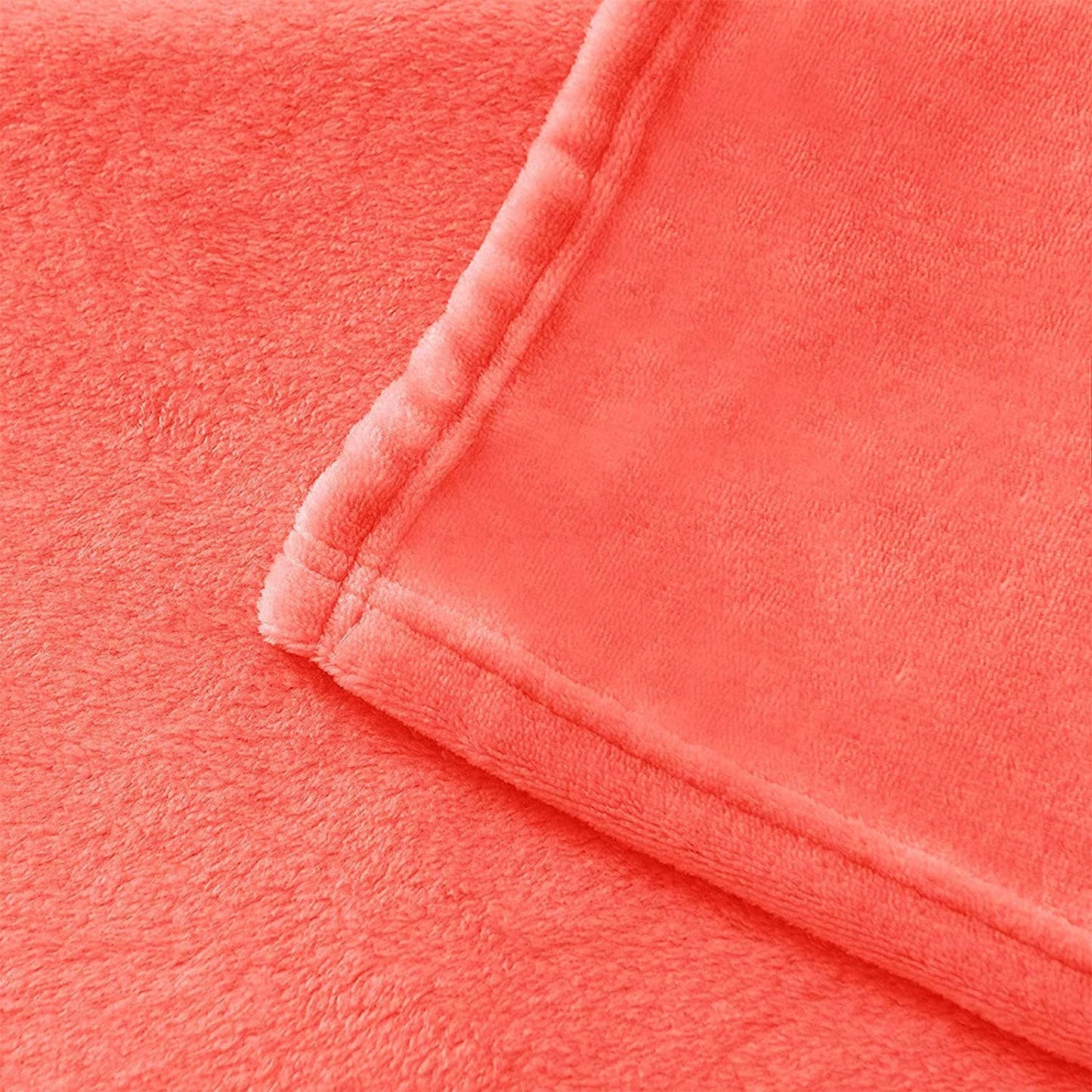 Exclusivo Mezcla Twin Size Flannel Fleece Velvet Plush Bed Blanket as Bedspread, Coverlet, Bed Cover (90x66 inches, Coral Orange) Soft, Lightweight, Warm and Cozy