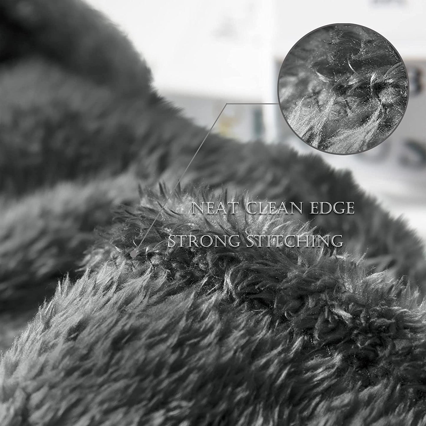 Exclusivo Mezcla Plush Fuzzy Fleece Queen Size Bed Blanket, Super Soft Fluffy and Thick Blankets for Travel Bed and Couch (Dark Grey, 90x90 inches)