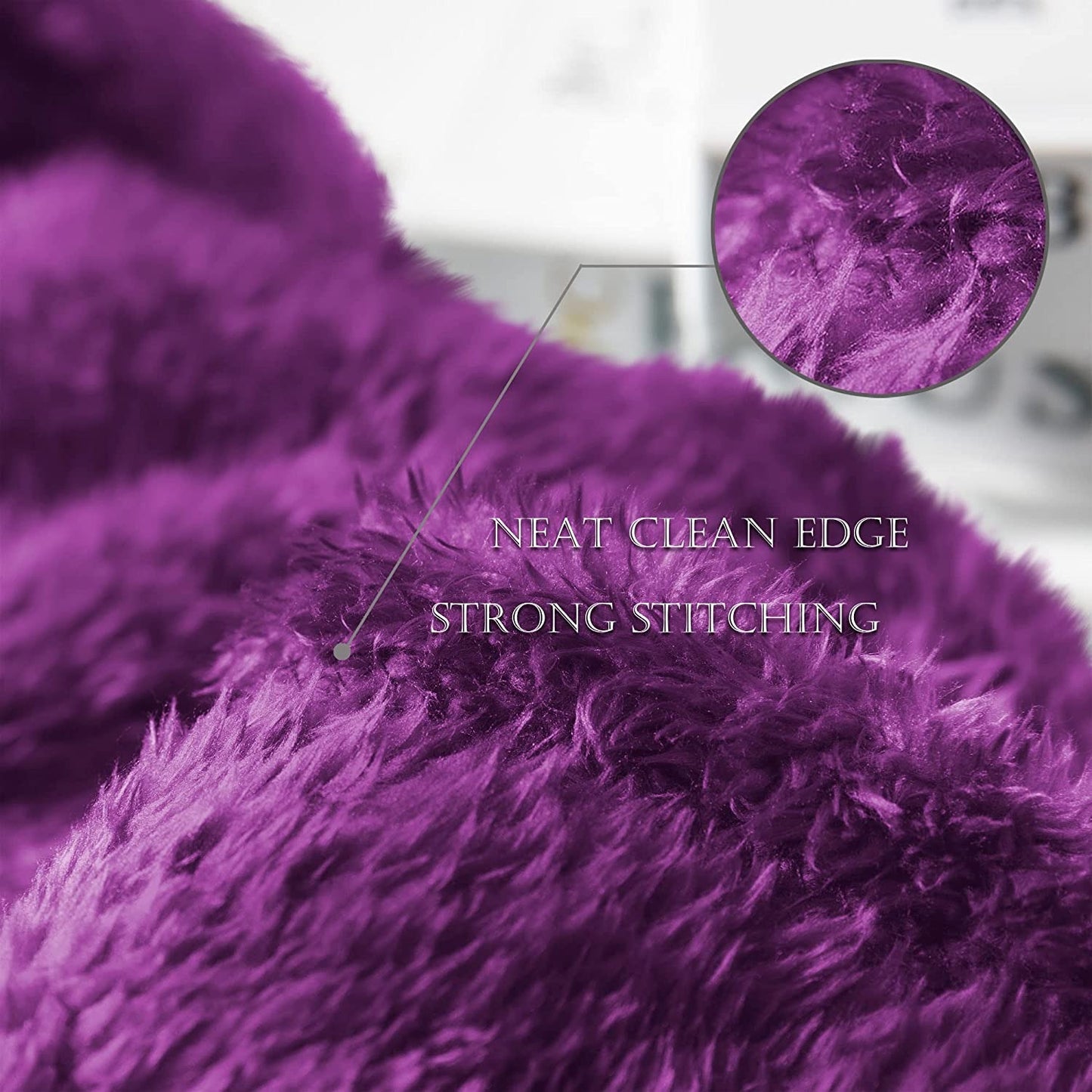 Exclusivo Mezcla Plush Fuzzy Fleece Queen Size Bed Blanket, Super Soft Fluffy and Thick Blankets for Travel Bed and Couch (Purple, 90x90 inches)