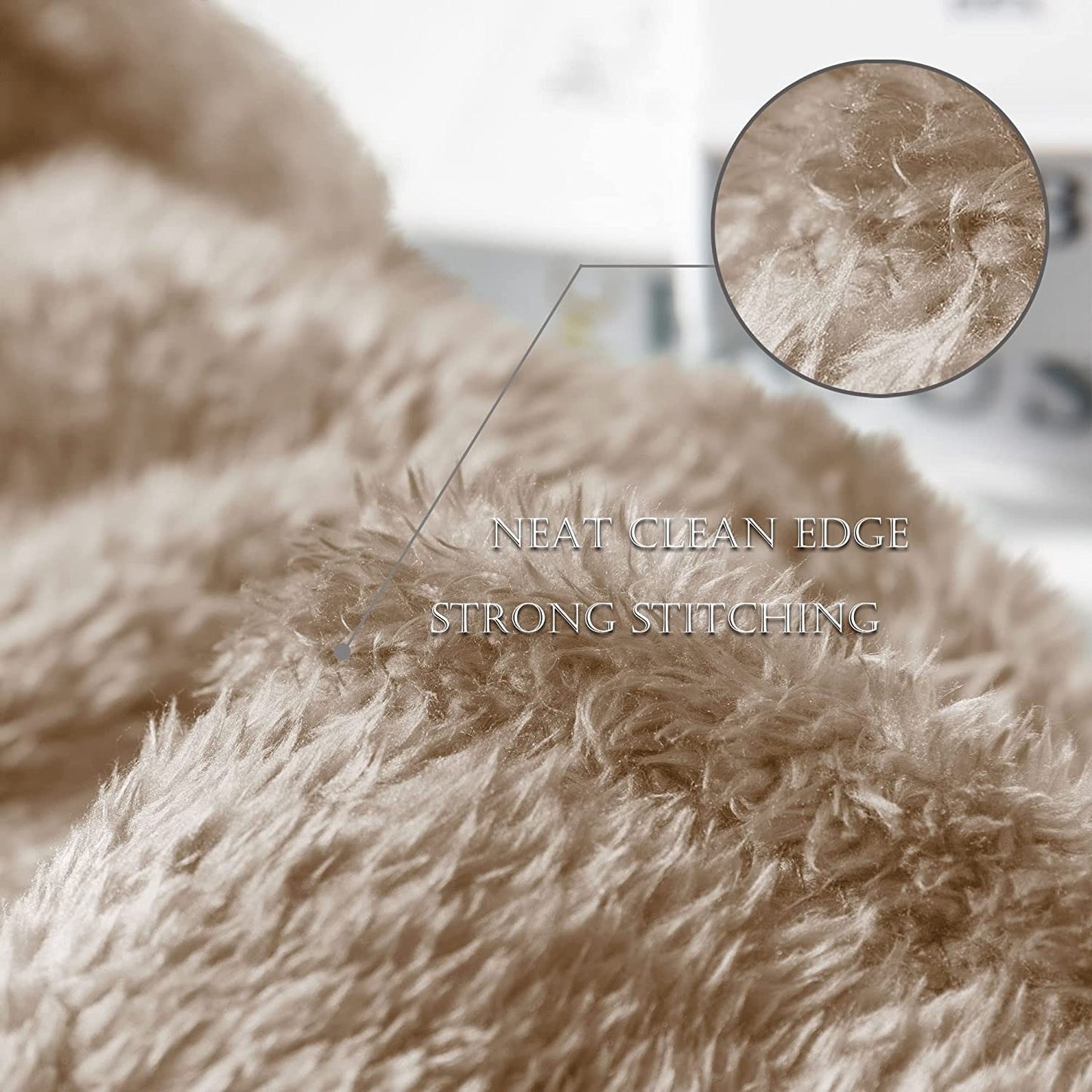 Exclusivo Mezcla Plush Fuzzy Fleece Queen Size Bed Blanket, Super Soft Fluffy and Thick Blankets for Travel Bed and Couch (Camel, 90x90 inches)