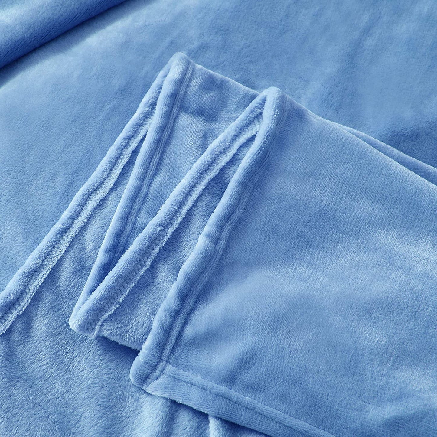 Exclusivo Mezcla King Size Flannel Fleece Velvet Plush Bed Blanket as Bedspread, Coverlet, Bed Cover (90x104 inches, Washed Blue) Soft, Lightweight, Warm and Cozy