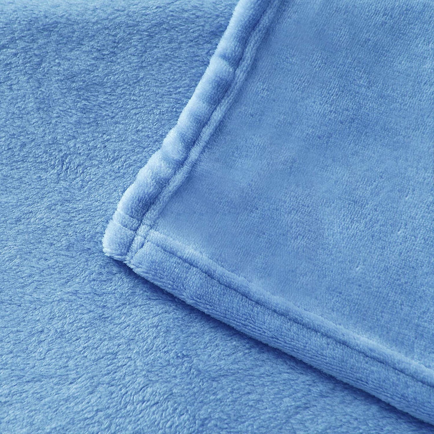 Exclusivo Mezcla Queen Size Flannel Fleece Velvet Plush Bed Blanket as Bedspread, Coverlet, Bed Cover (90x90 inches, Washed Blue) Soft, Lightweight, Warm and Cozy