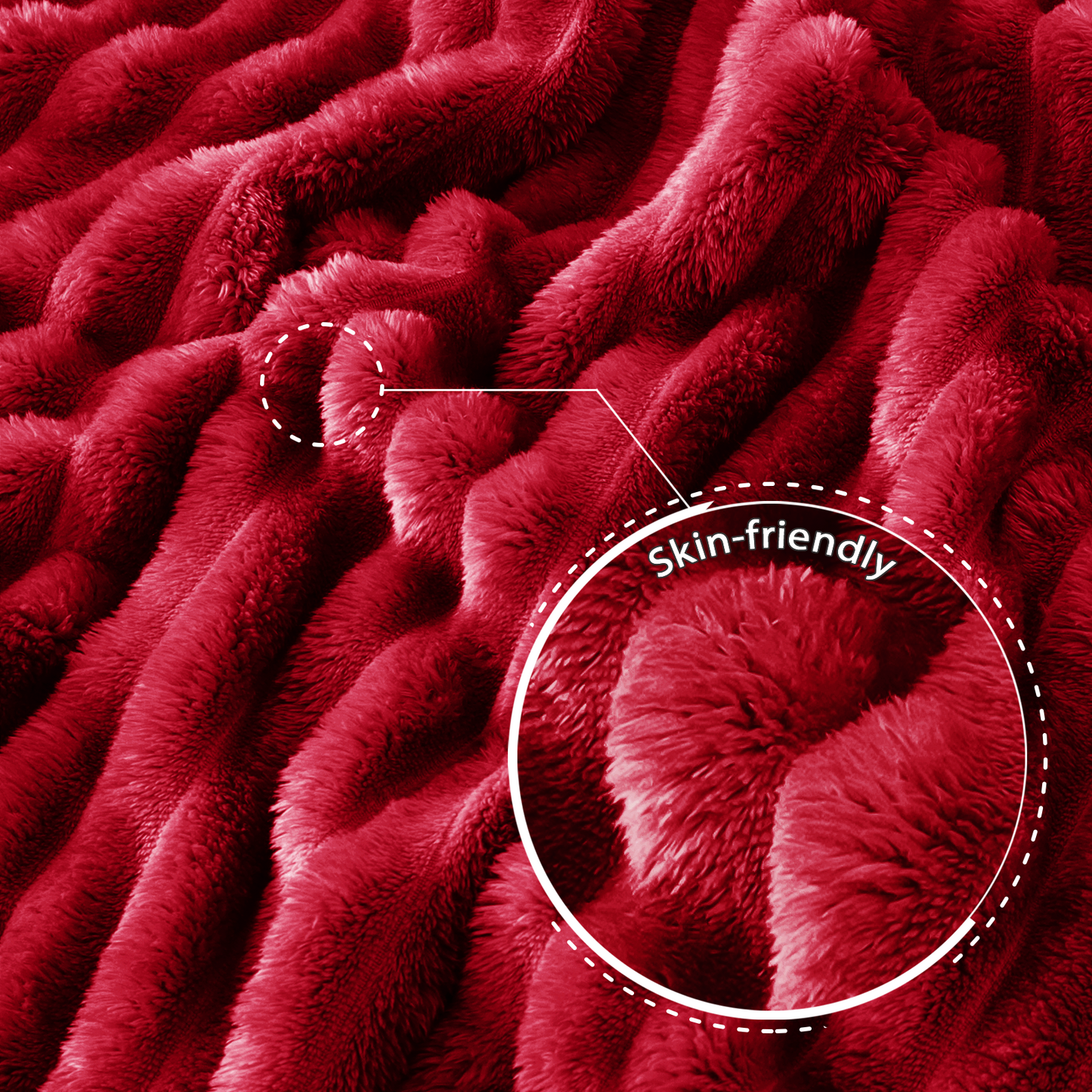 Exclusivo Mezcla Fleece Throw Blanket for Couch, Super Soft 3D Striped Jacquard Bed Blanket, Lightweight Fuzzy Cozy Blankets for All Seasons, 50x60 Inches, Deep Red Blanket