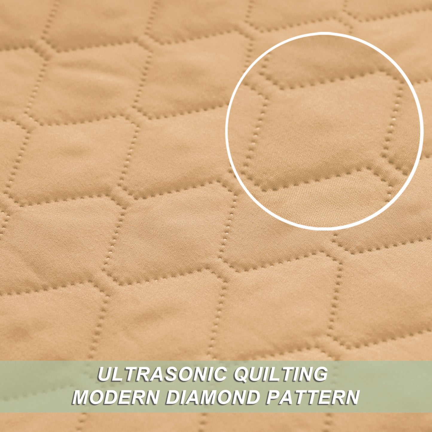 Exclusivo Mezcla Ultrasonic Reversible Full Queen Quilt Bedding Set with Pillow Shams, Lightweight Quilts Queen Size, Soft Bedspreads Bed Coverlets for All Seasons - (Camel, 90"x96")