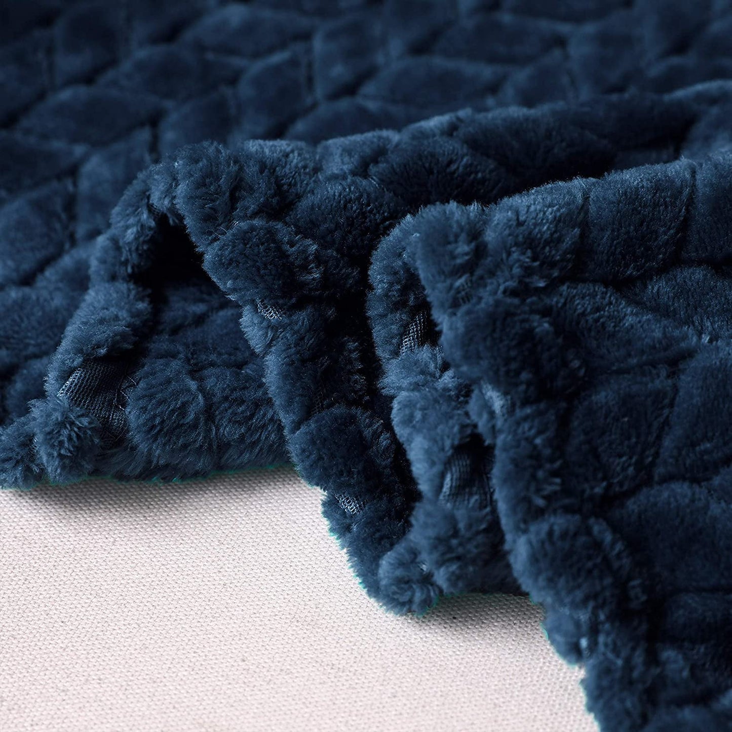 Exclusivo Mezcla Extra Large Flannel Fleece Throw Blanket, 50x70 Inches Leaves Pattern Soft Throw Blanket for Couch, Cozy, Warm, and Lightweight Blanket for Winter, Navy Blue Blanket
