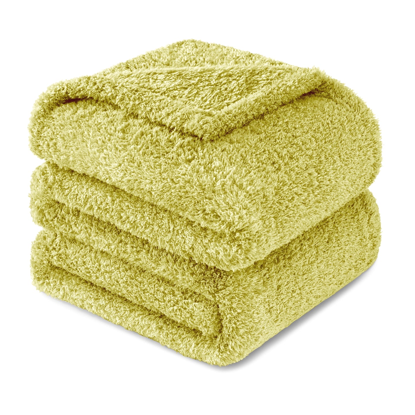 Exclusivo Mezcla Fuzzy Fleece Throw Blanket for Couch Sofa, Lightweight Fluffy Solid Velvet Blanket, Suitable for All Seasons, 50x60 Inches, Light Green