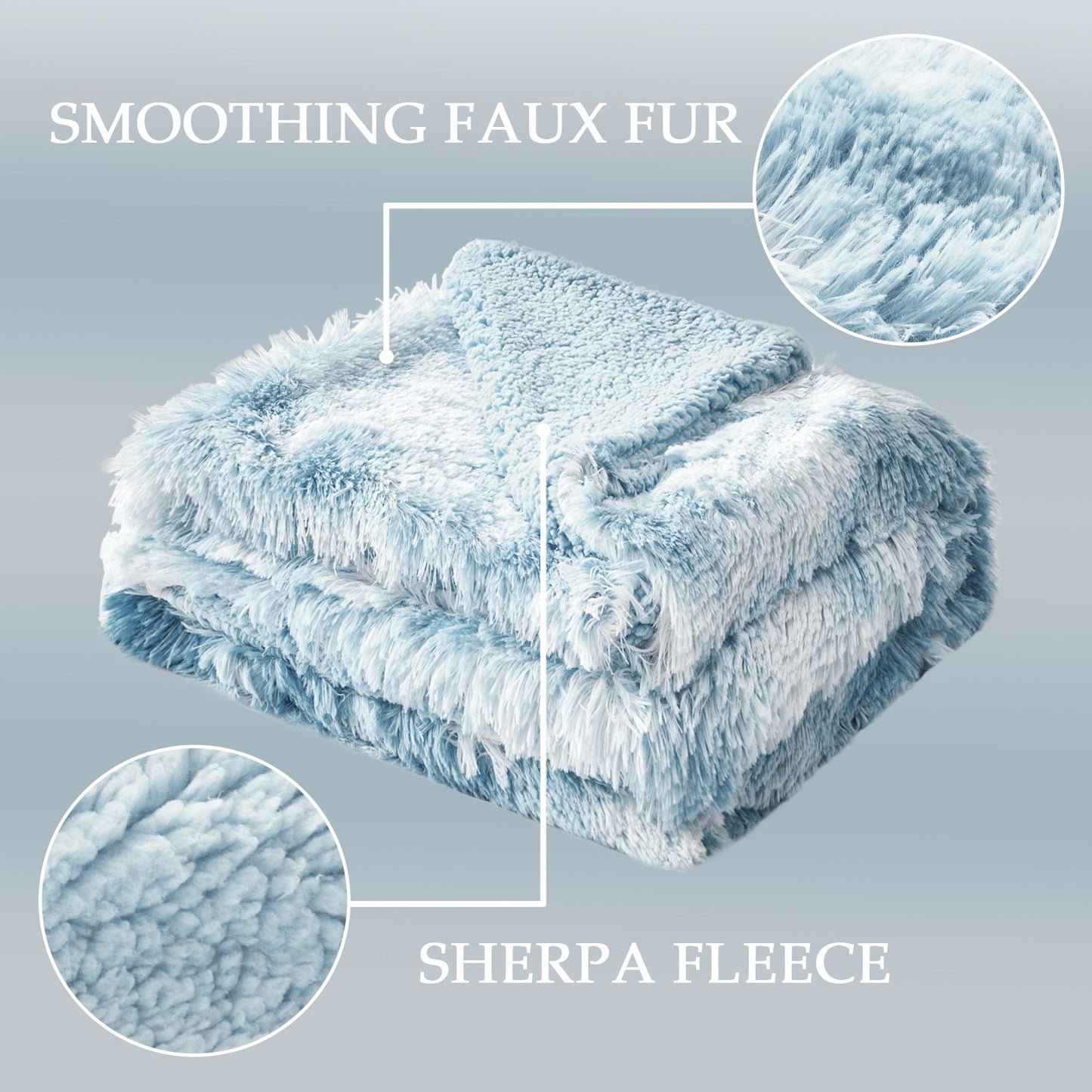 Exclusivo Mezcla Ultra Soft Throw Blanket, Large Flannel Fleece Blanket for Couch/Bed/Sofa (Dusty Blue, 50 x 60 Inches) - Cozy, Warm and Lightweight