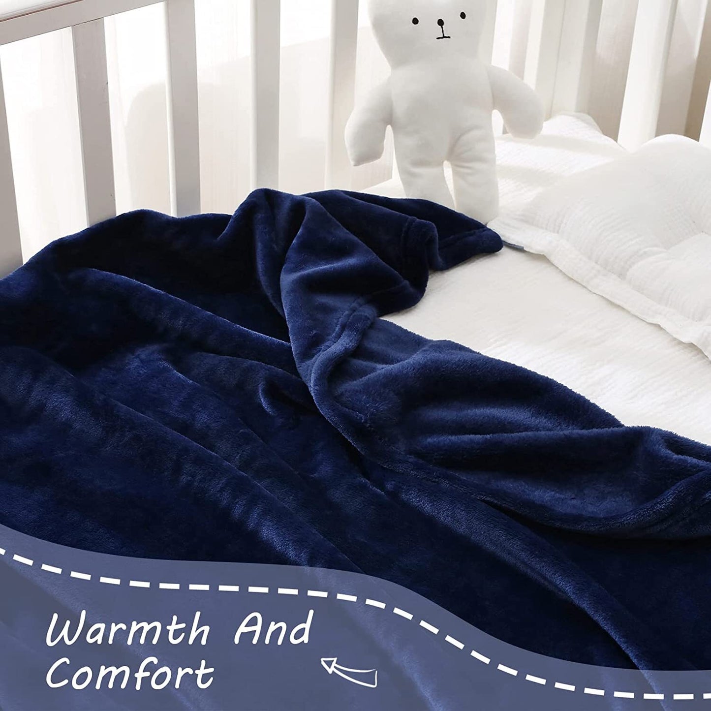 Exclusivo Mezcla Soft Lightweight Fleece Baby Blanket Throw Blanket for Boys, Girls, Toddler and Kids Nap Blankets for Crib Bedding, Nursery, and Security (40x50 inches, Navy Blue)