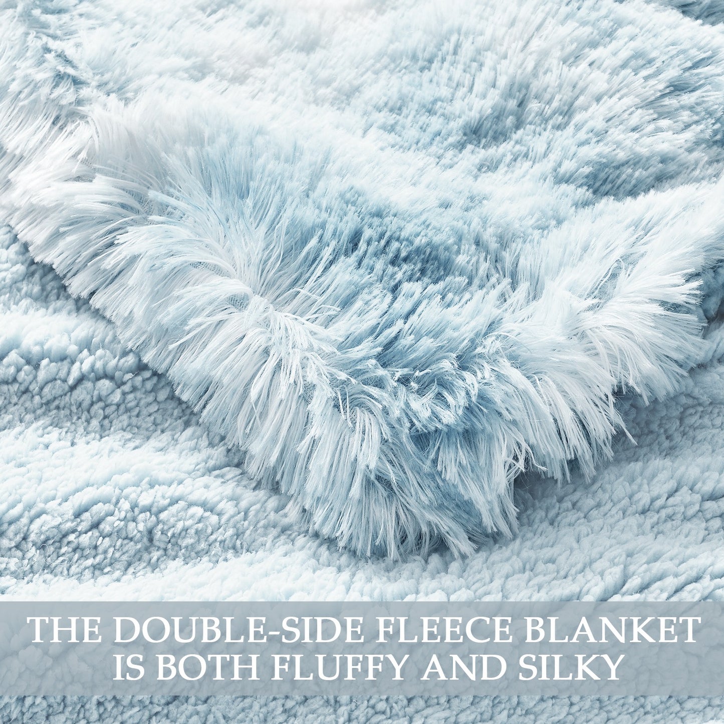 Exclusivo Mezcla Twin Size Faux Fur Bed Blanket, Super Soft Fuzzy and Plush Reversible Sherpa Fleece Blanket and Warm Blankets for Bed, Sofa, Travel, 60X80 inches, Dusty Blue