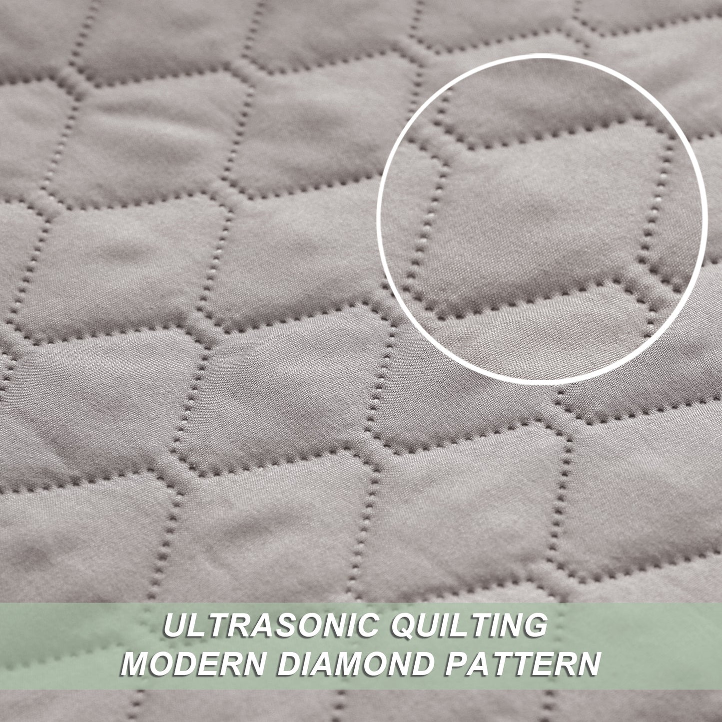 Exclusivo Mezcla Ultrasonic Reversible King Size Quilt Bedding Set with Pillow Shams, Lightweight Quilts King Size, Soft Bedspreads Bed Coverlets for All Seasons - (Light Grey, 104"x96")